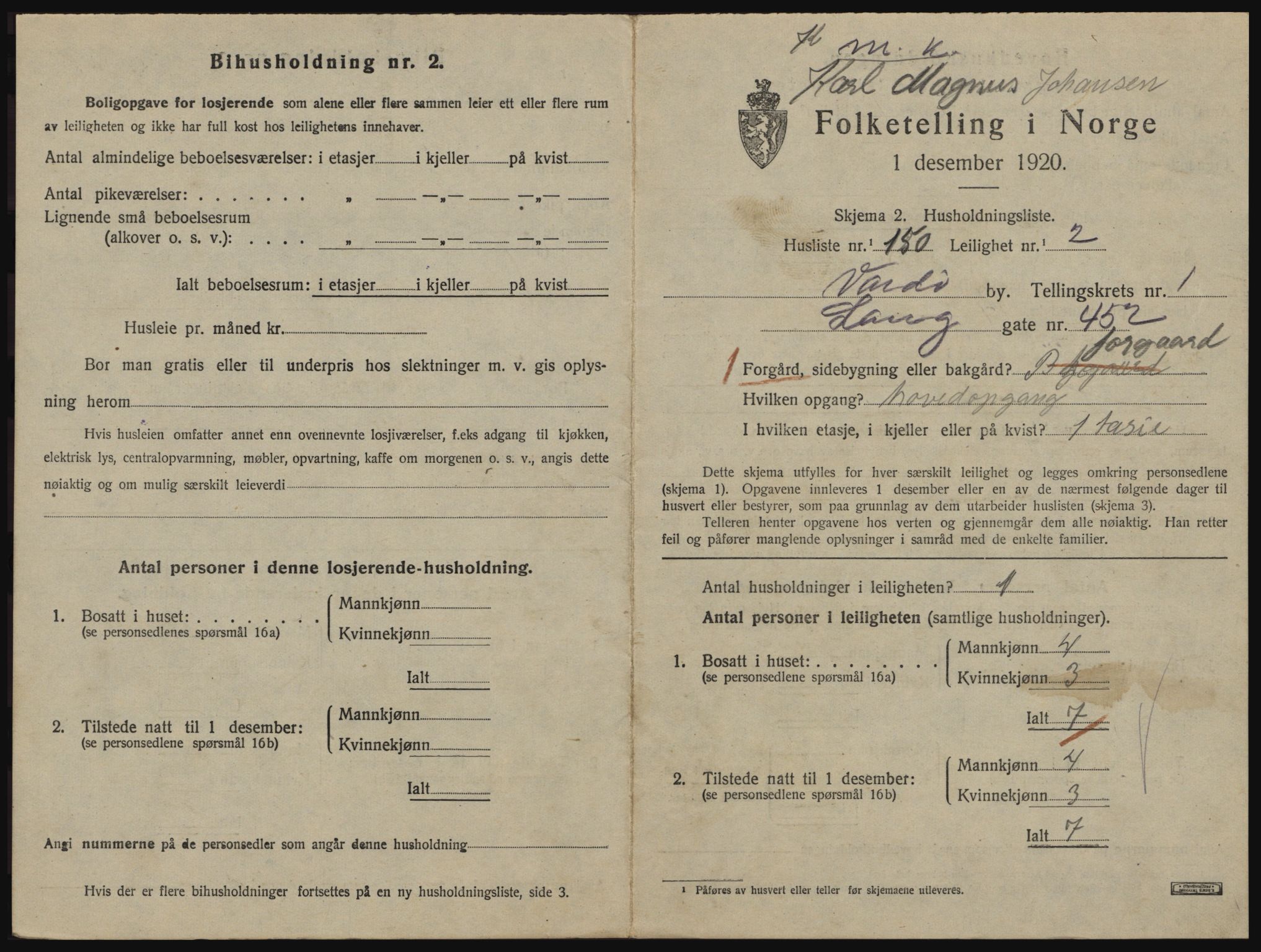 SATØ, 1920 census for Vardø, 1920, p. 1559