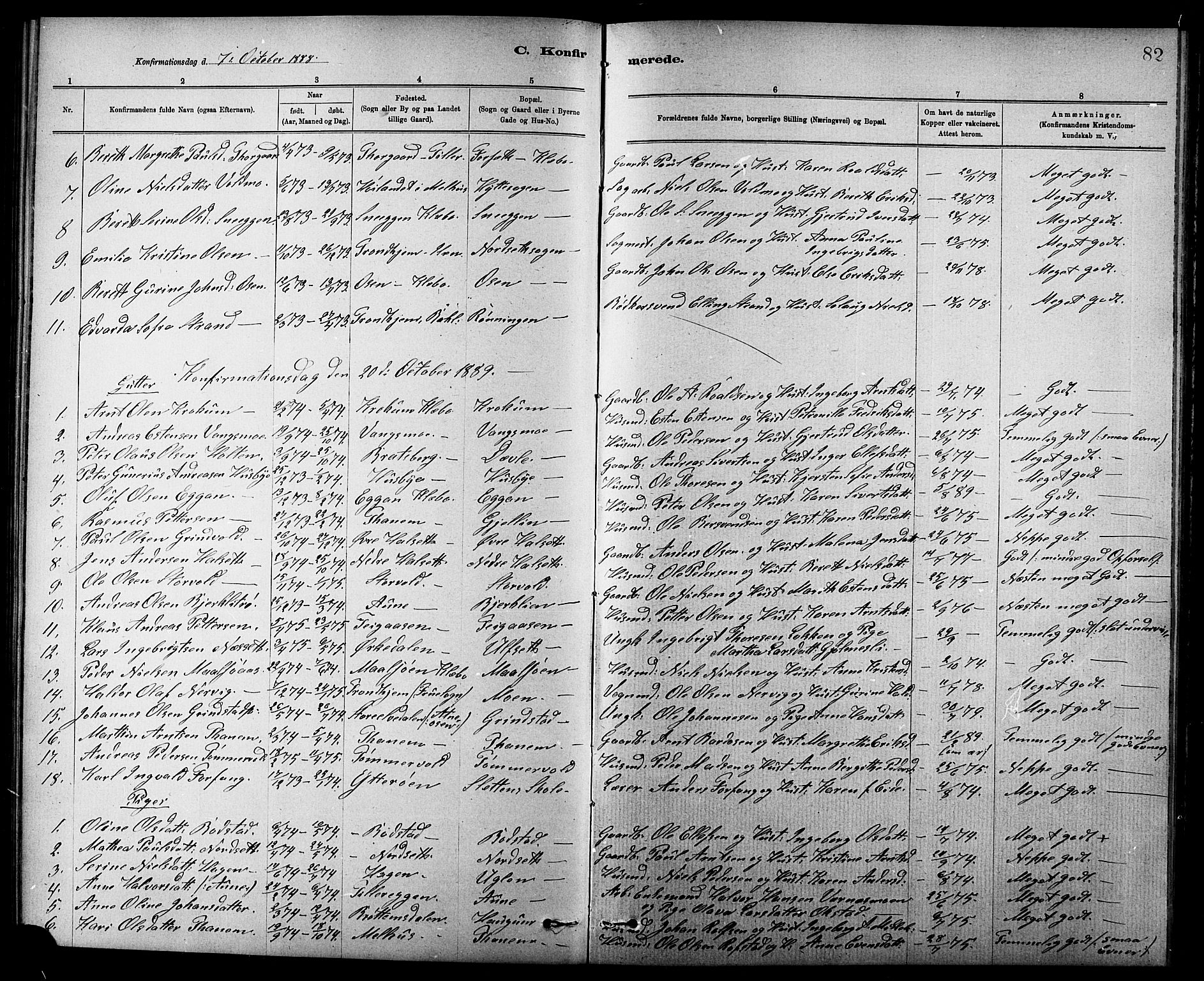Ministerialprotokoller, klokkerbøker og fødselsregistre - Sør-Trøndelag, SAT/A-1456/618/L0452: Parish register (copy) no. 618C03, 1884-1906, p. 82