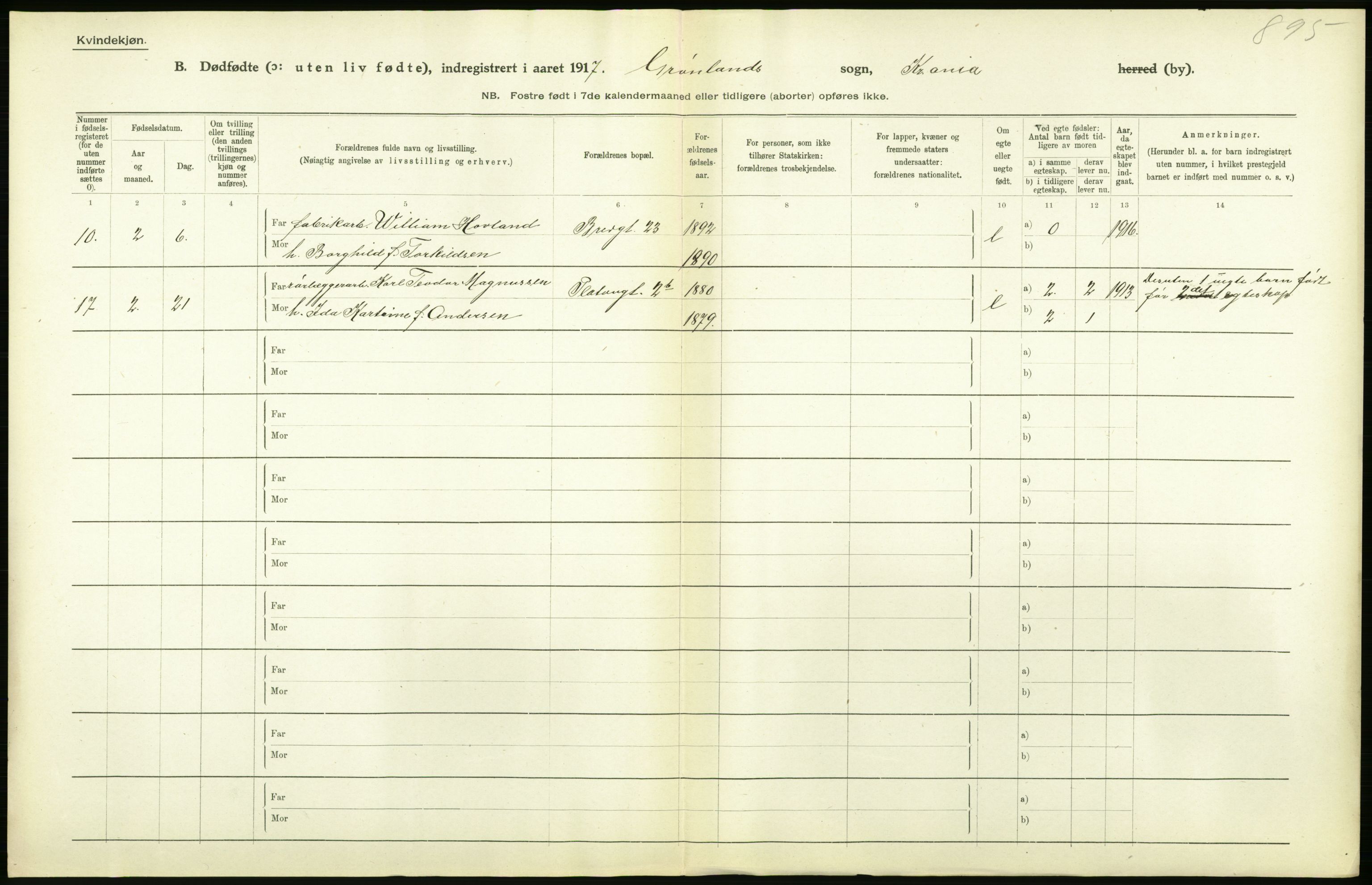 Statistisk sentralbyrå, Sosiodemografiske emner, Befolkning, RA/S-2228/D/Df/Dfb/Dfbg/L0011: Kristiania: Døde, dødfødte., 1917, p. 630