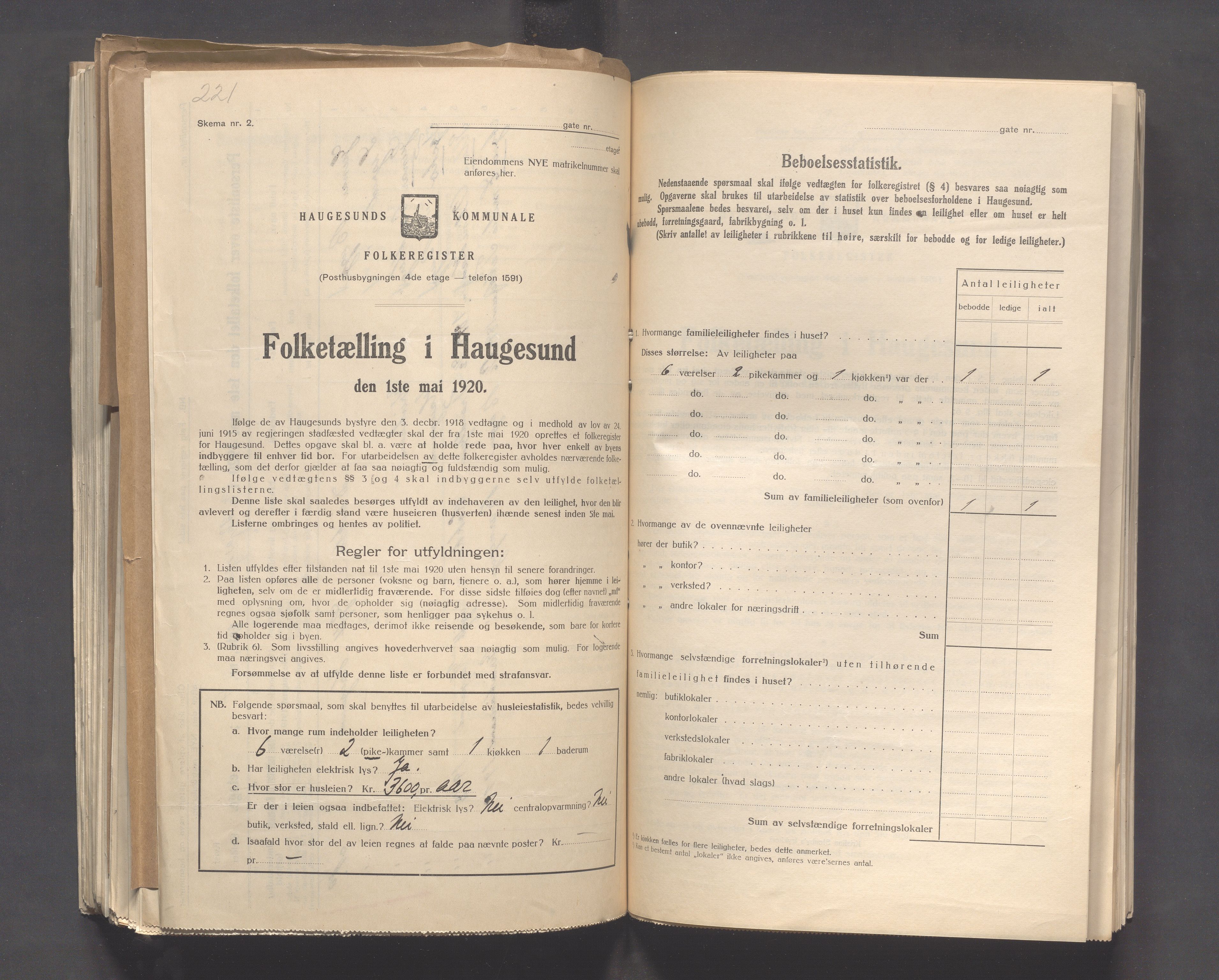 IKAR, Local census 1.5.1920 for Haugesund, 1920, p. 657