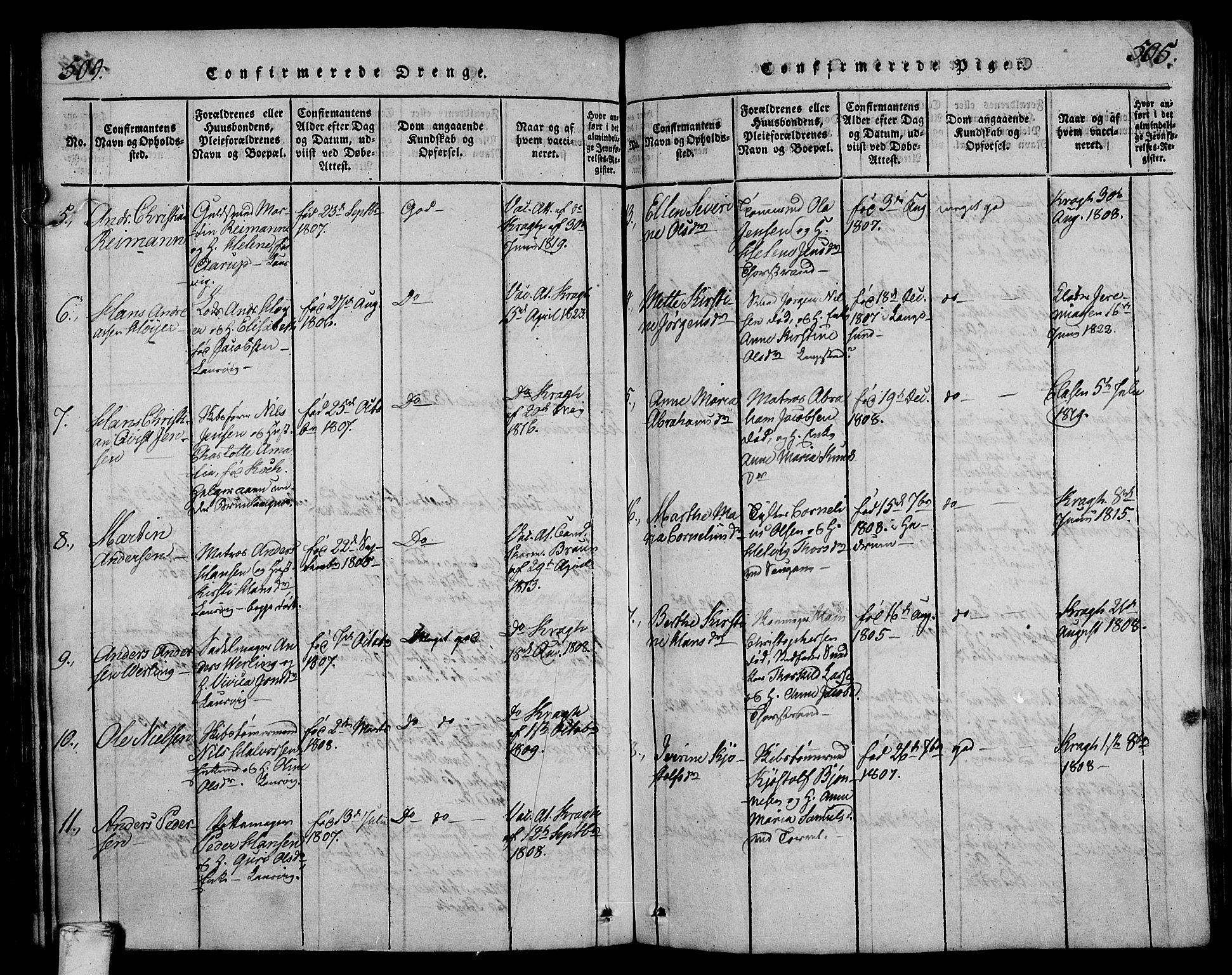 Larvik kirkebøker, SAKO/A-352/F/Fa/L0001: Parish register (official) no. I 1, 1814-1825, p. 504-505