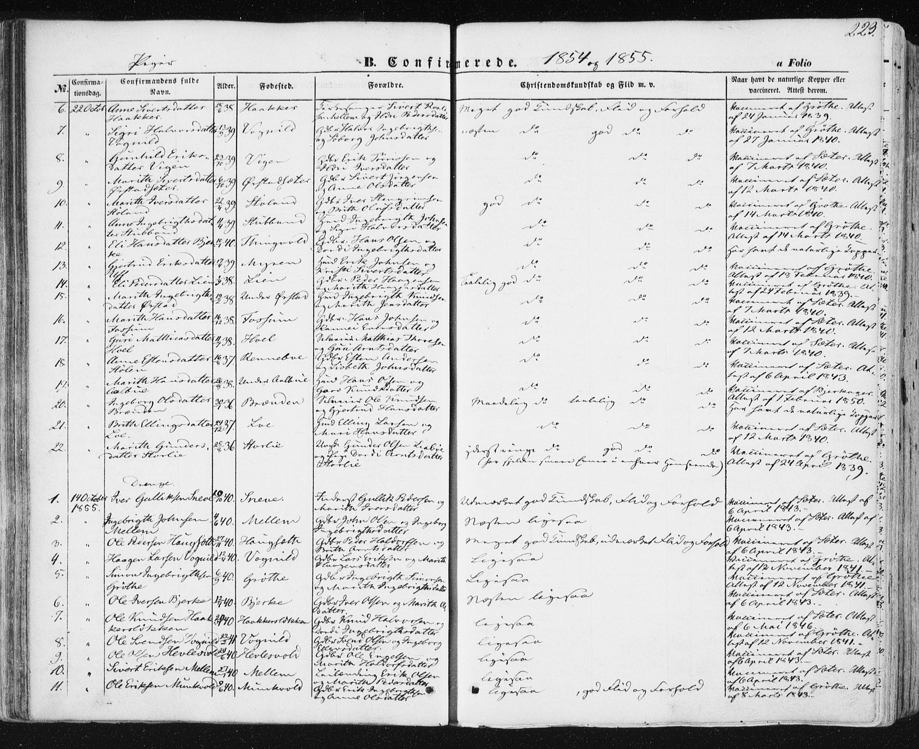 Ministerialprotokoller, klokkerbøker og fødselsregistre - Sør-Trøndelag, AV/SAT-A-1456/678/L0899: Parish register (official) no. 678A08, 1848-1872, p. 223