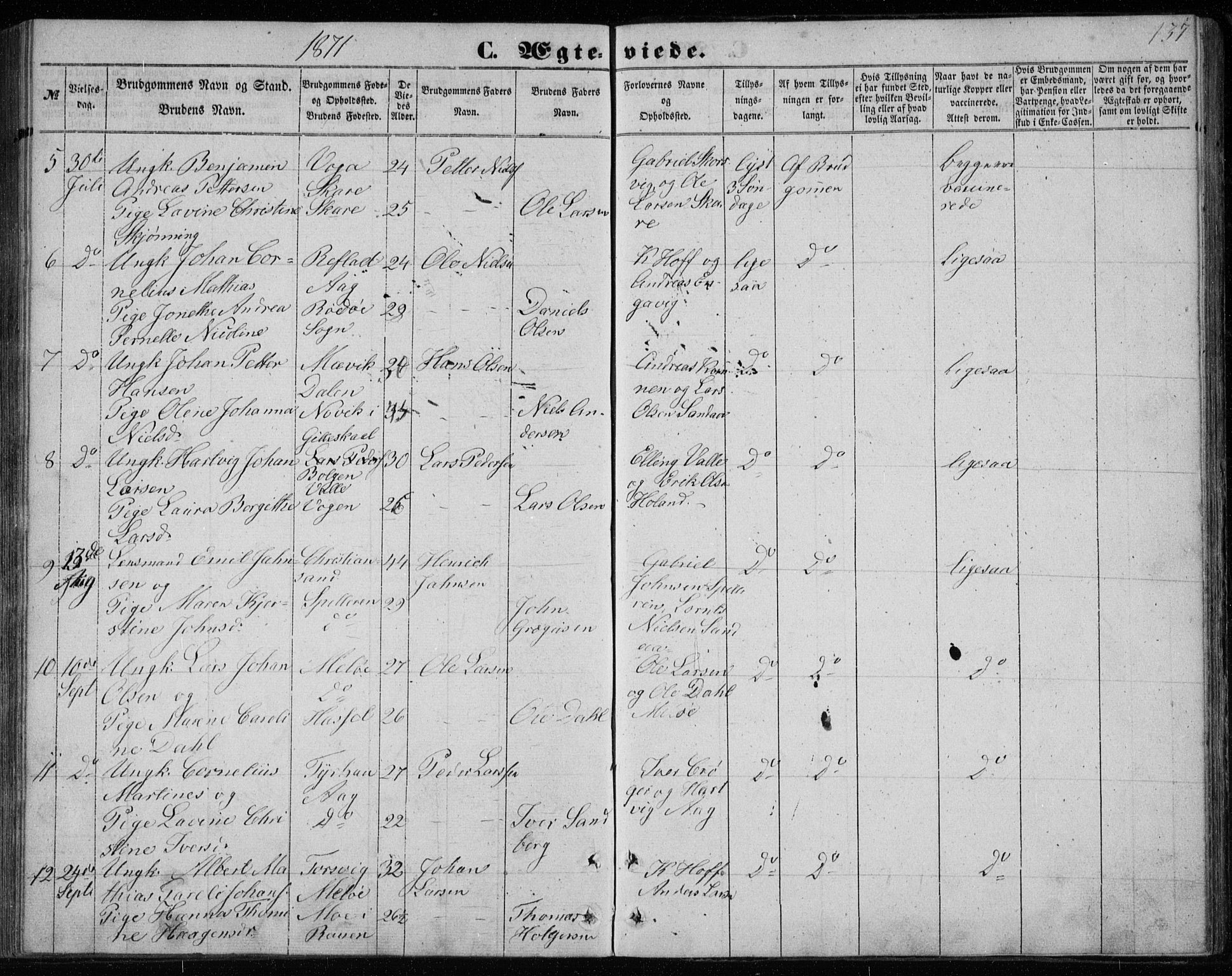 Ministerialprotokoller, klokkerbøker og fødselsregistre - Nordland, SAT/A-1459/843/L0633: Parish register (copy) no. 843C02, 1853-1873, p. 137