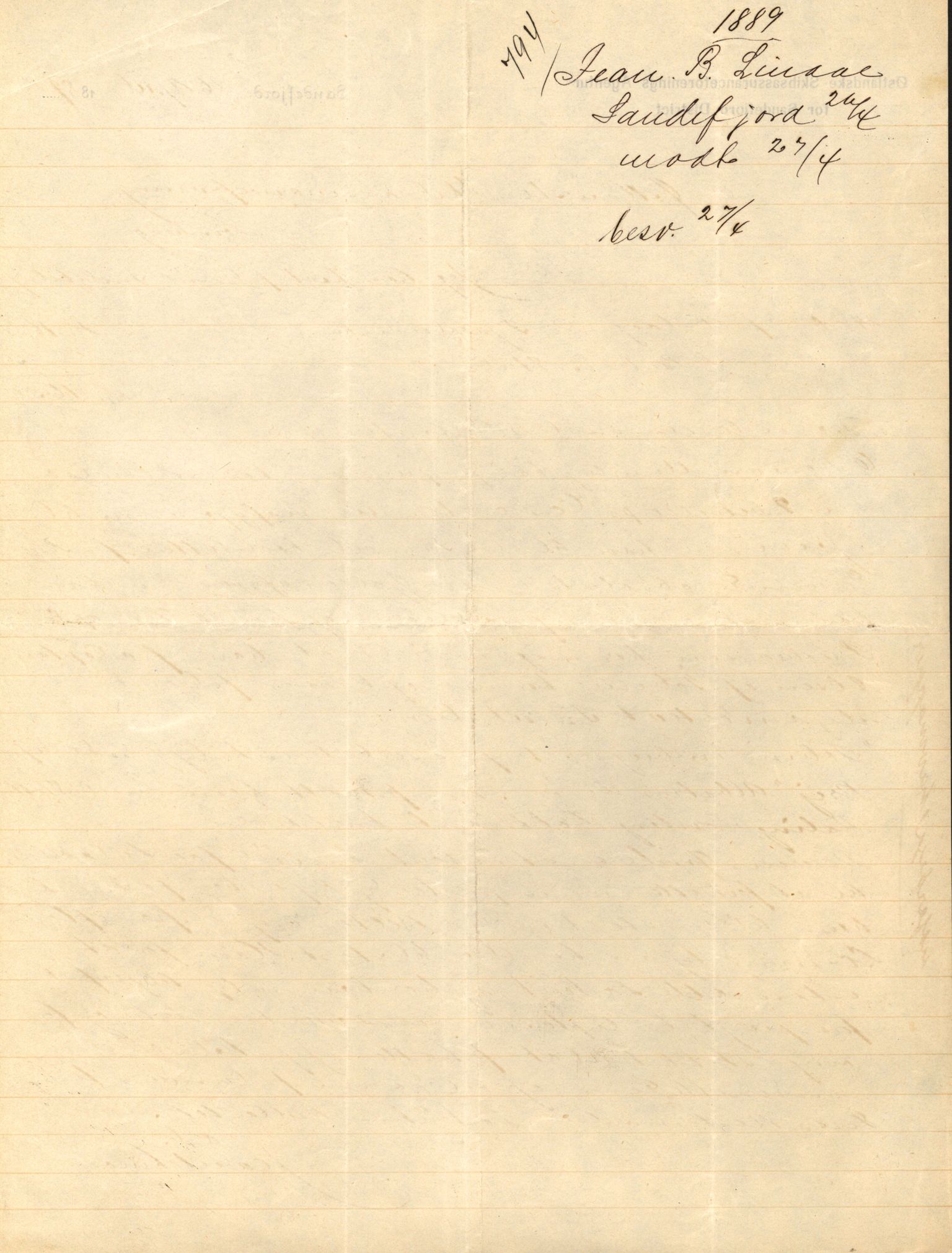 Pa 63 - Østlandske skibsassuranceforening, VEMU/A-1079/G/Ga/L0023/0008: Havaridokumenter / Immanuel, Wilhelm, Tobine, Diaz, Esmeralda, Tjømø, 1889, p. 44