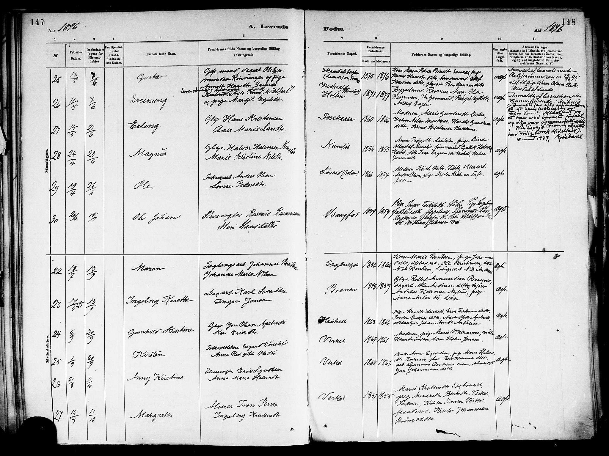 Holla kirkebøker, SAKO/A-272/F/Fa/L0008: Parish register (official) no. 8, 1882-1897, p. 147