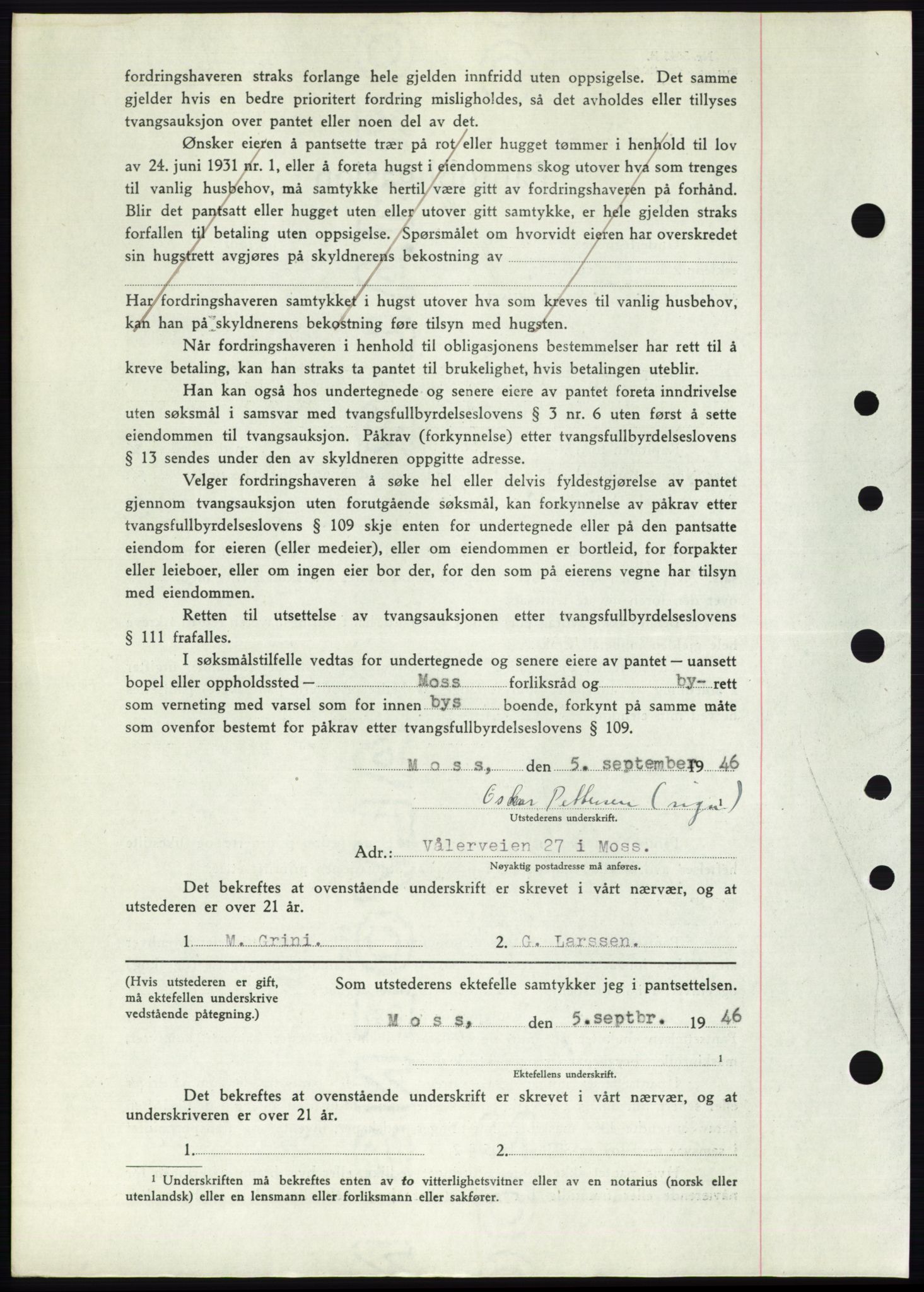 Moss sorenskriveri, SAO/A-10168: Mortgage book no. B15, 1946-1946, Diary no: : 2090/1946