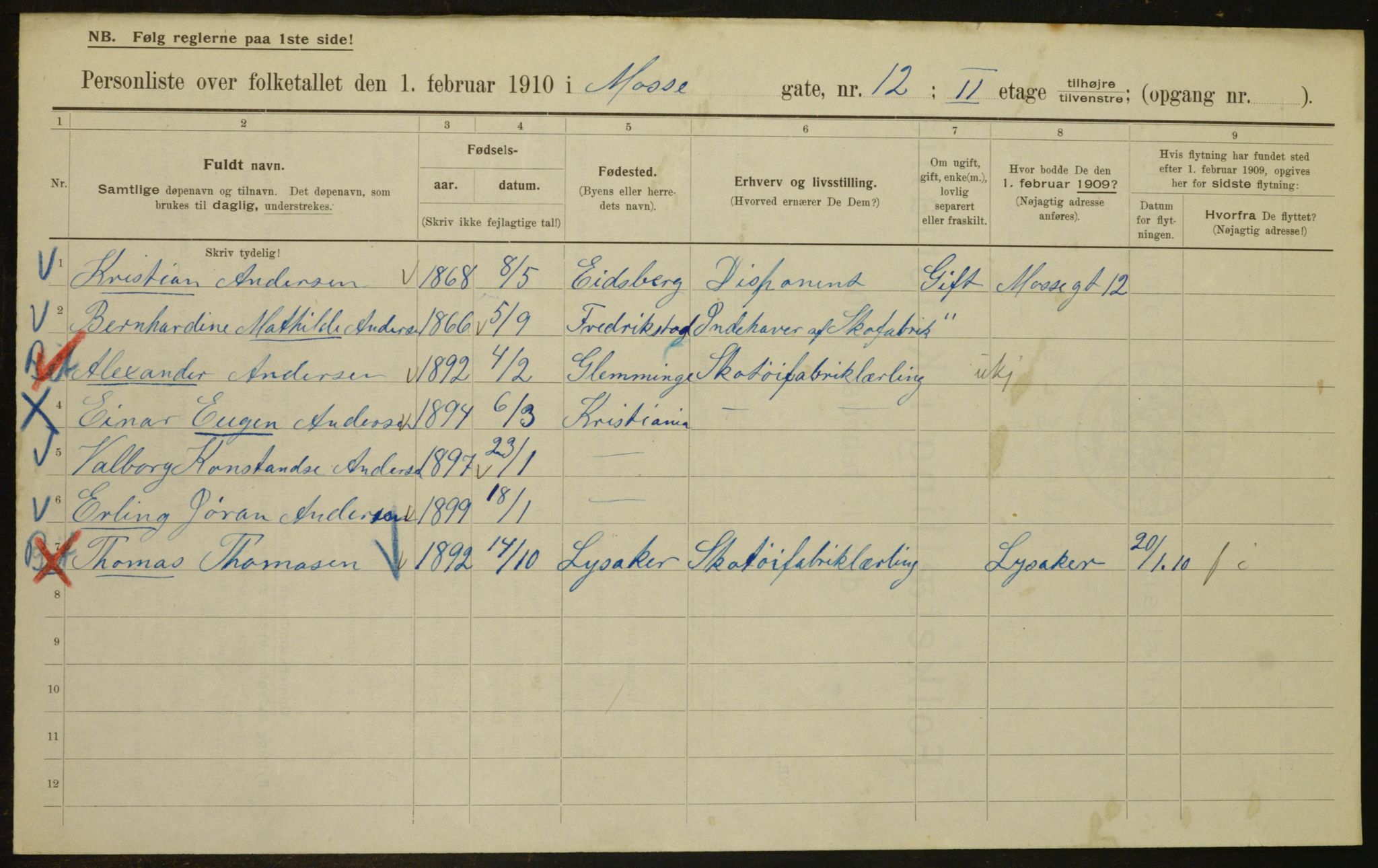 OBA, Municipal Census 1910 for Kristiania, 1910, p. 63787