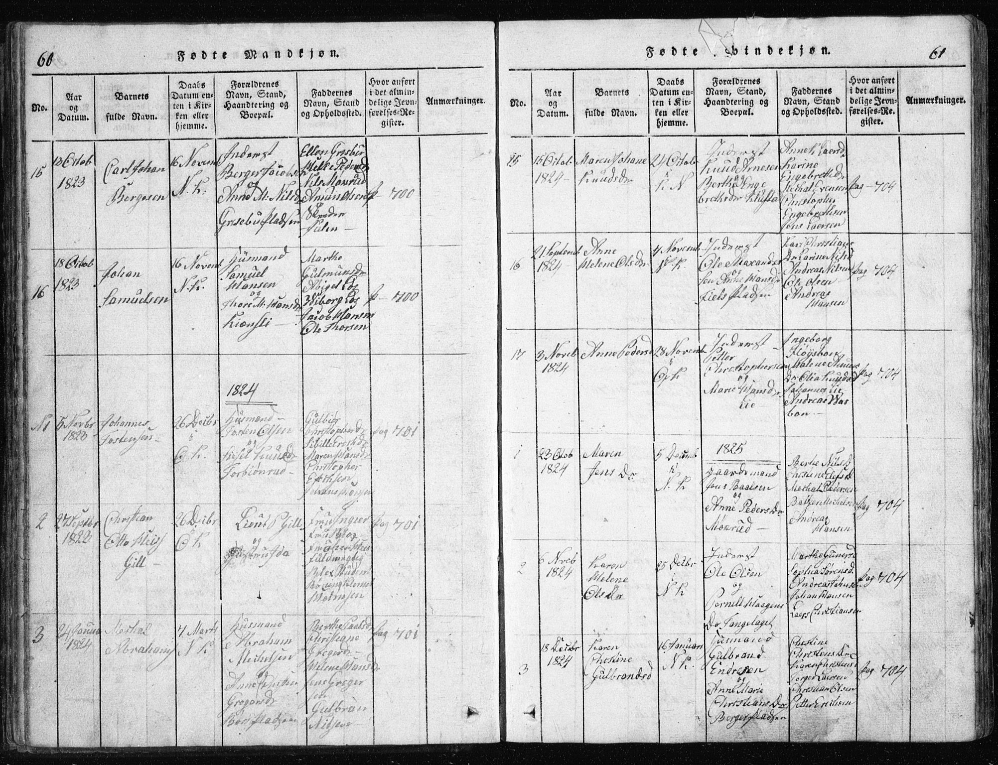 Nesodden prestekontor Kirkebøker, AV/SAO-A-10013/G/Ga/L0001: Parish register (copy) no. I 1, 1814-1847, p. 60-61