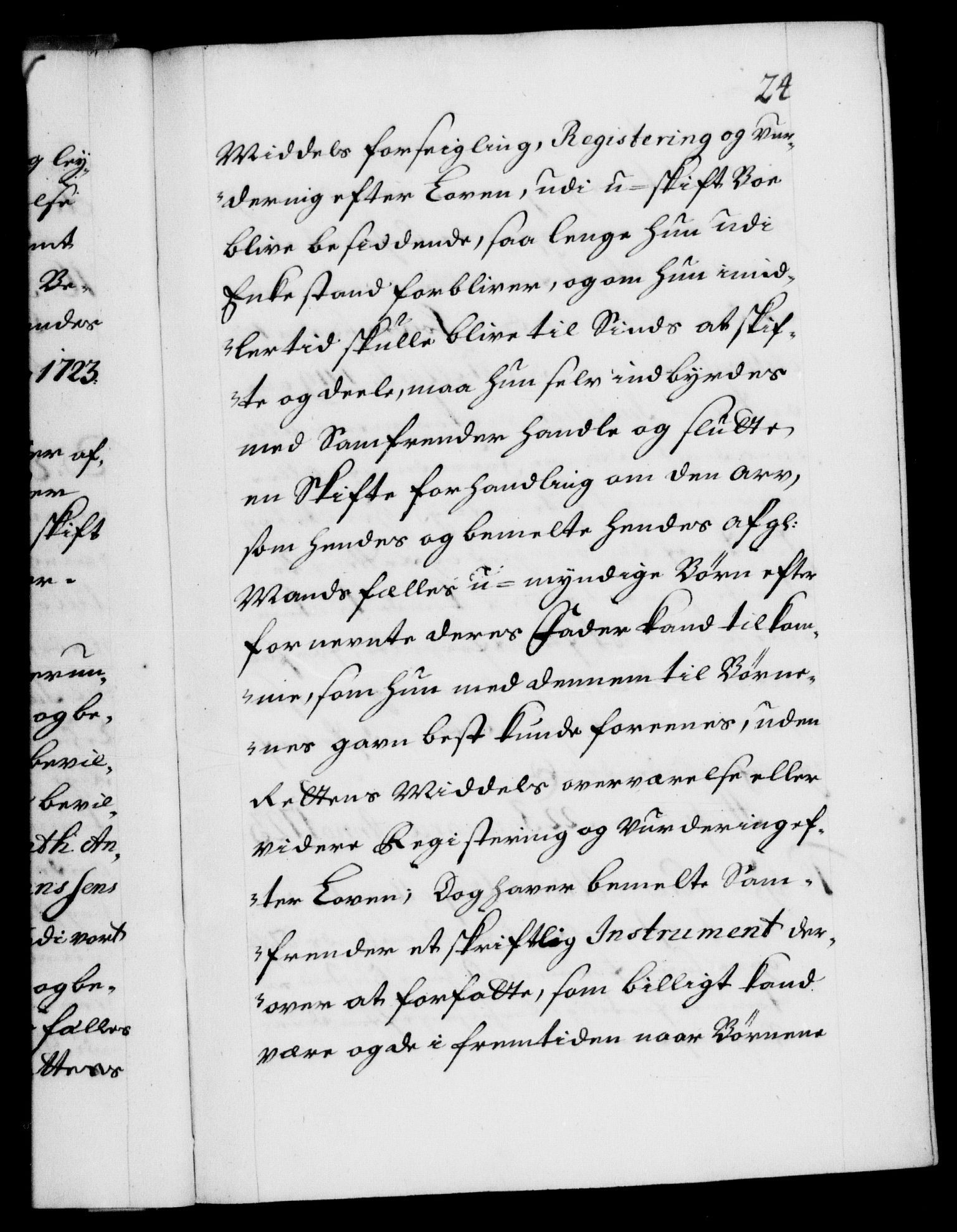 Danske Kanselli 1572-1799, AV/RA-EA-3023/F/Fc/Fca/Fcaa/L0024: Norske registre, 1723-1725, p. 24a