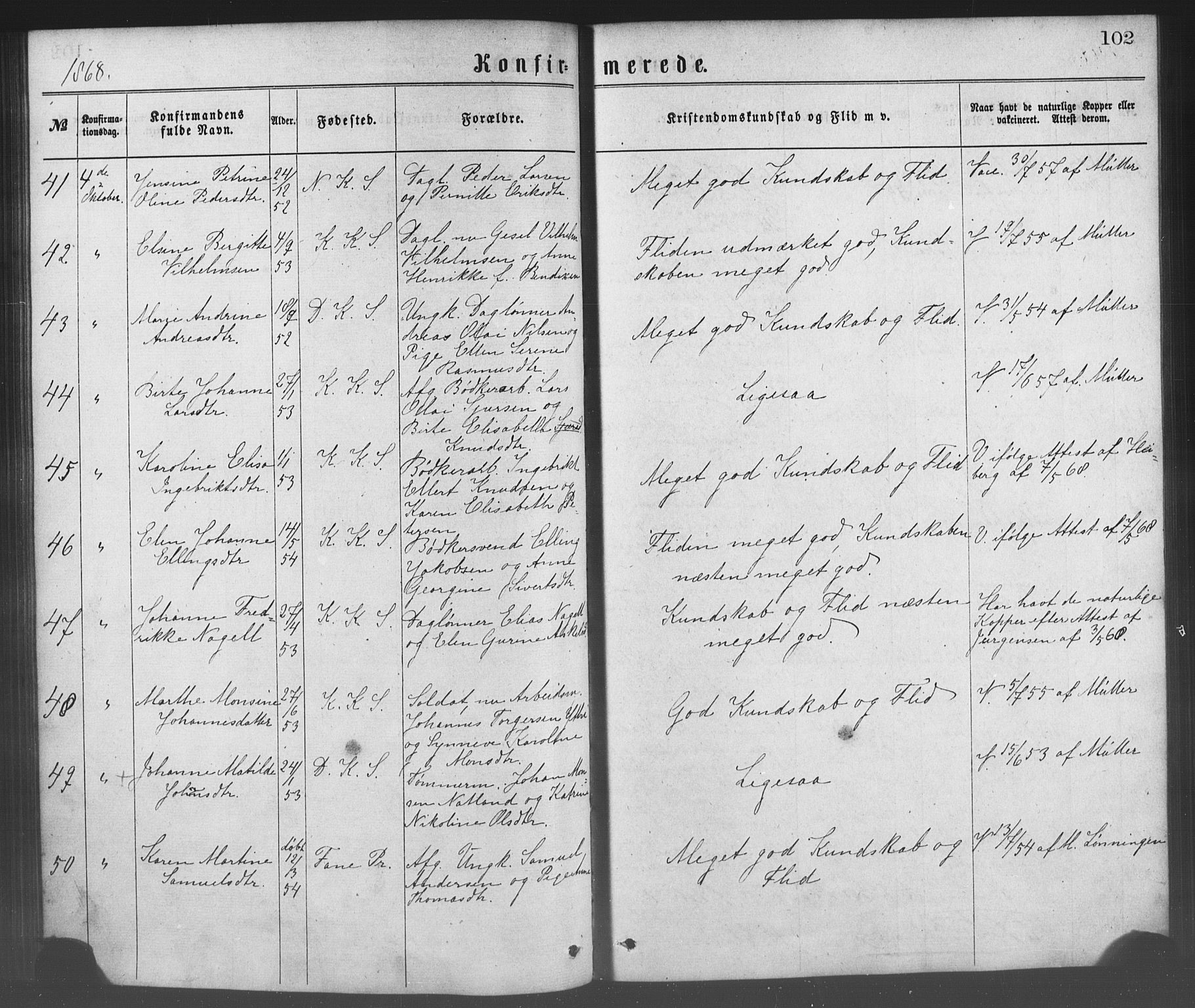 Korskirken sokneprestembete, SAB/A-76101/H/Haa/L0028: Parish register (official) no. C 4, 1868-1879, p. 102