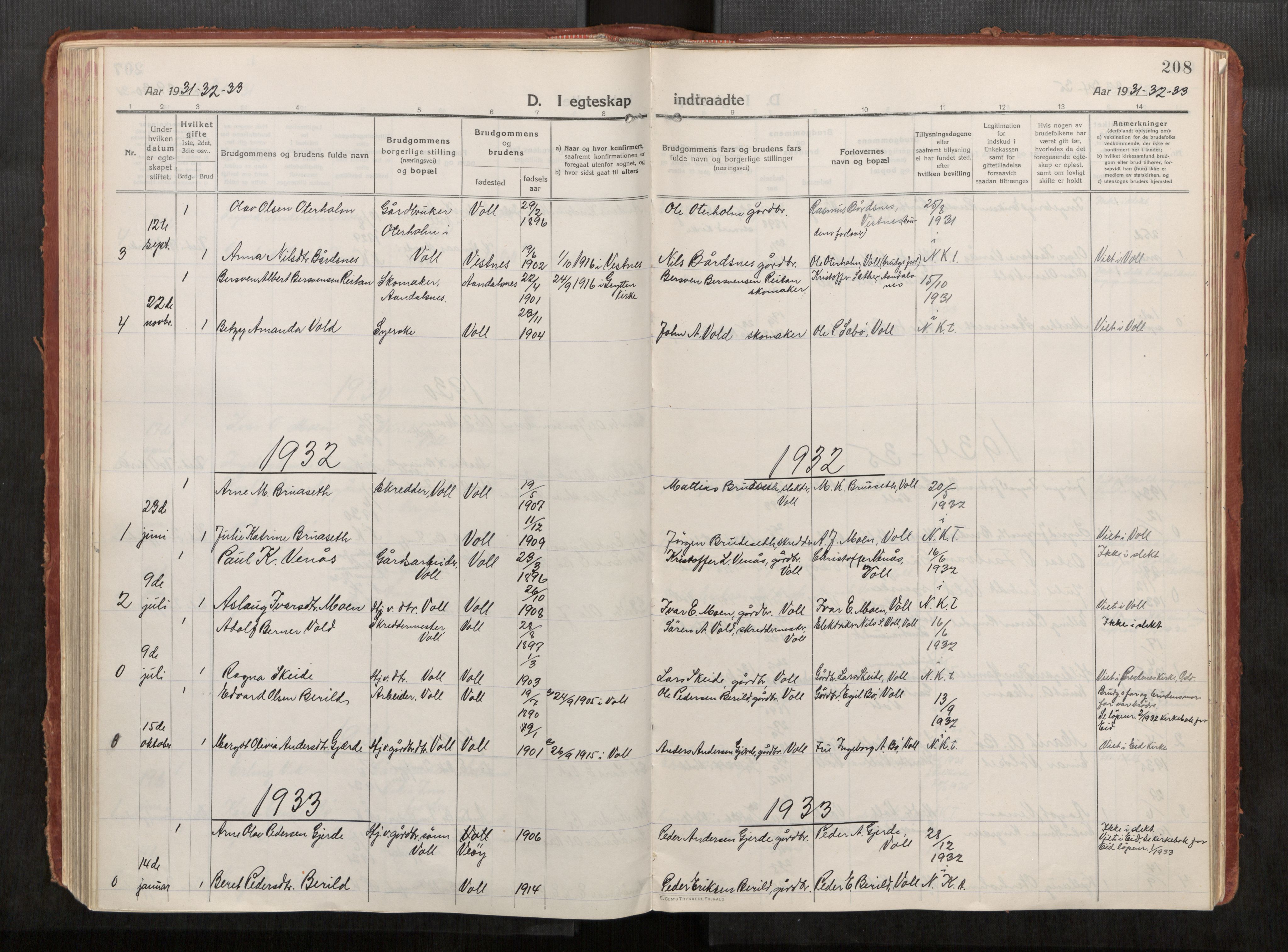 Eid sokneprestkontor, AV/SAT-A-1254: Parish register (official) no. 543A04, 1916-1956, p. 208