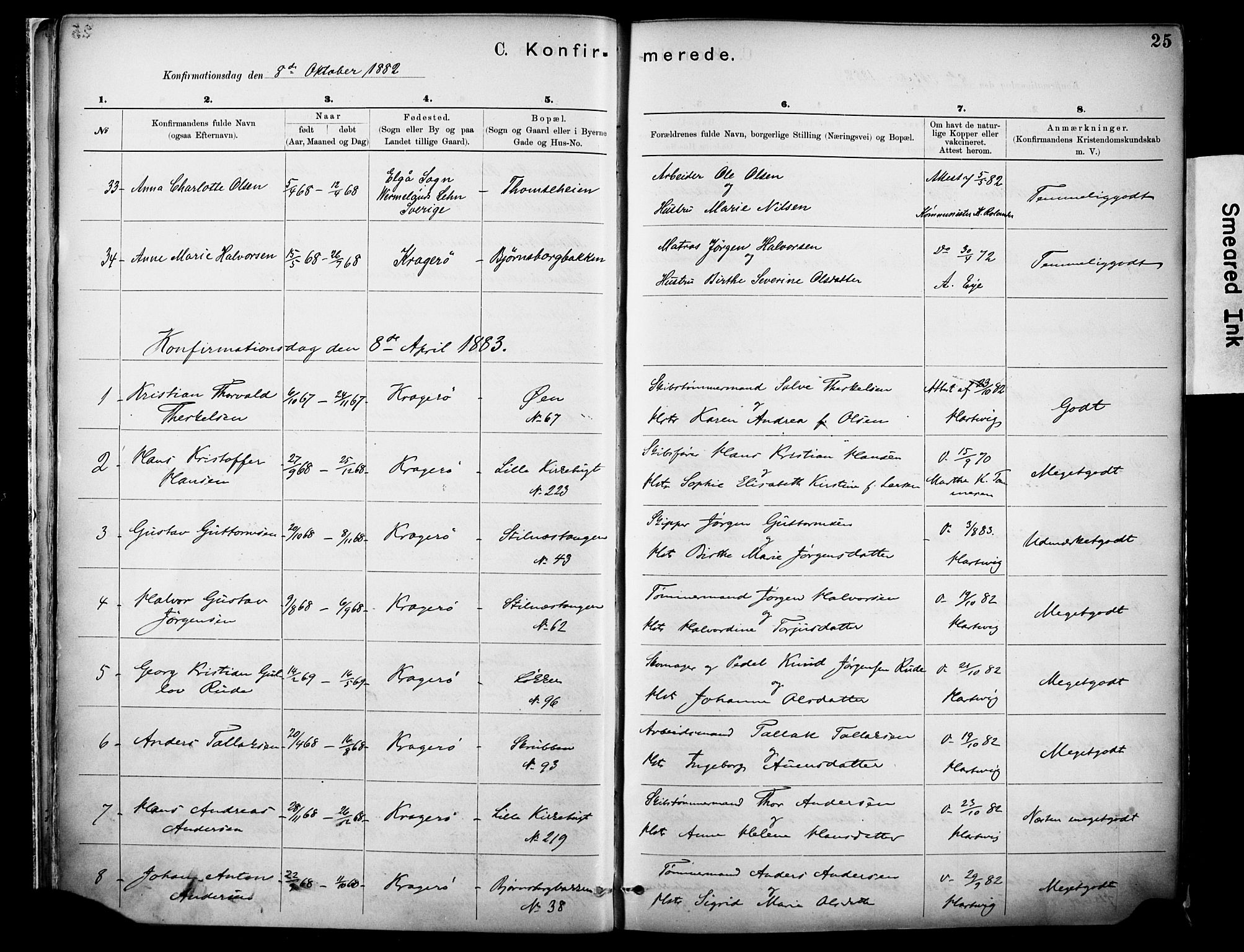 Kragerø kirkebøker, SAKO/A-278/F/Fa/L0012: Parish register (official) no. 12, 1880-1904, p. 25