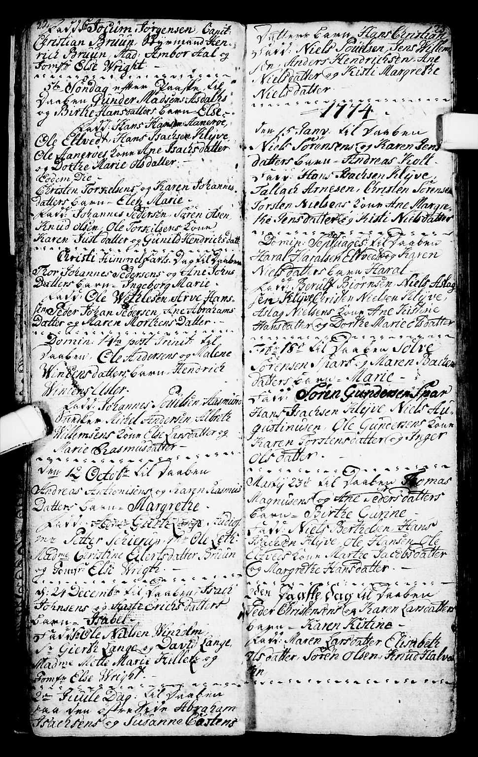 Porsgrunn kirkebøker , AV/SAKO-A-104/G/Ga/L0001: Parish register (copy) no. I 1, 1766-1790, p. 22-23