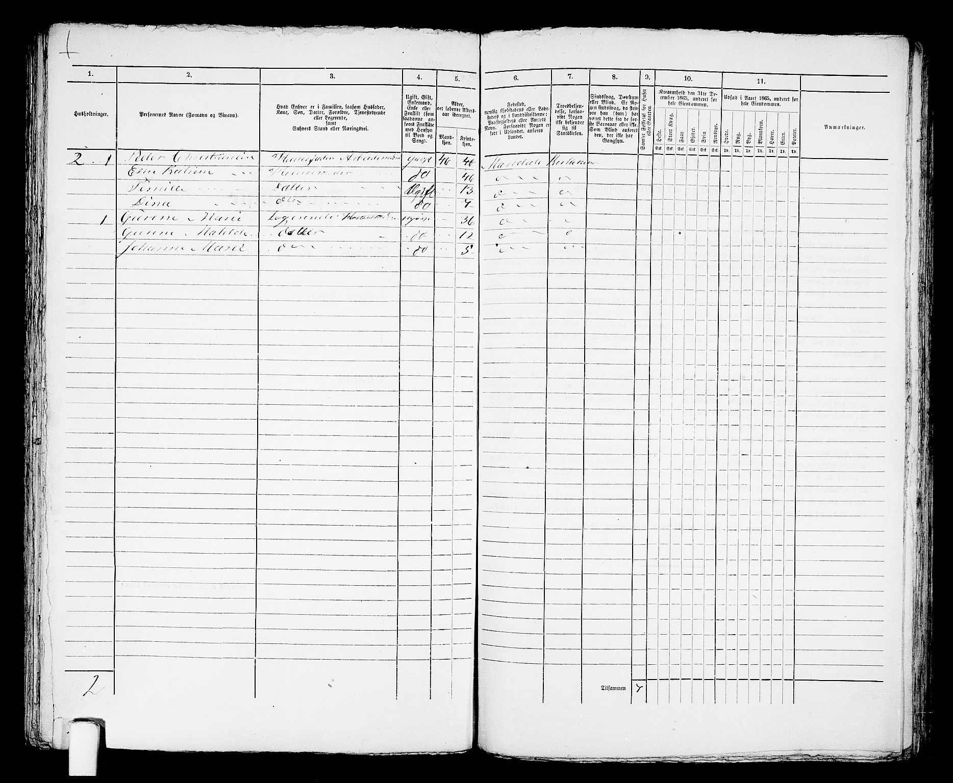 RA, 1865 census for Mandal/Mandal, 1865, p. 811