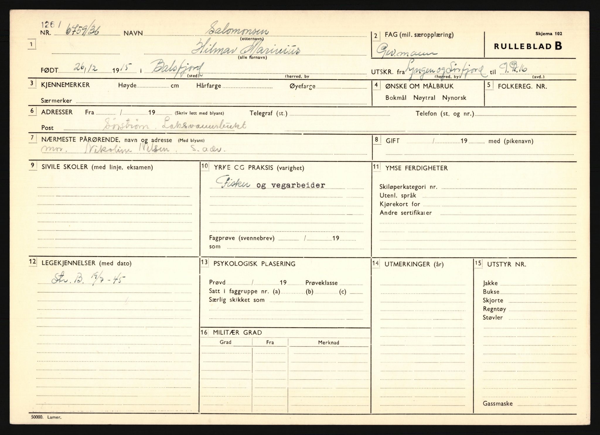 Forsvaret, Troms infanteriregiment nr. 16, AV/RA-RAFA-3146/P/Pa/L0020: Rulleblad for regimentets menige mannskaper, årsklasse 1936, 1936, p. 1175