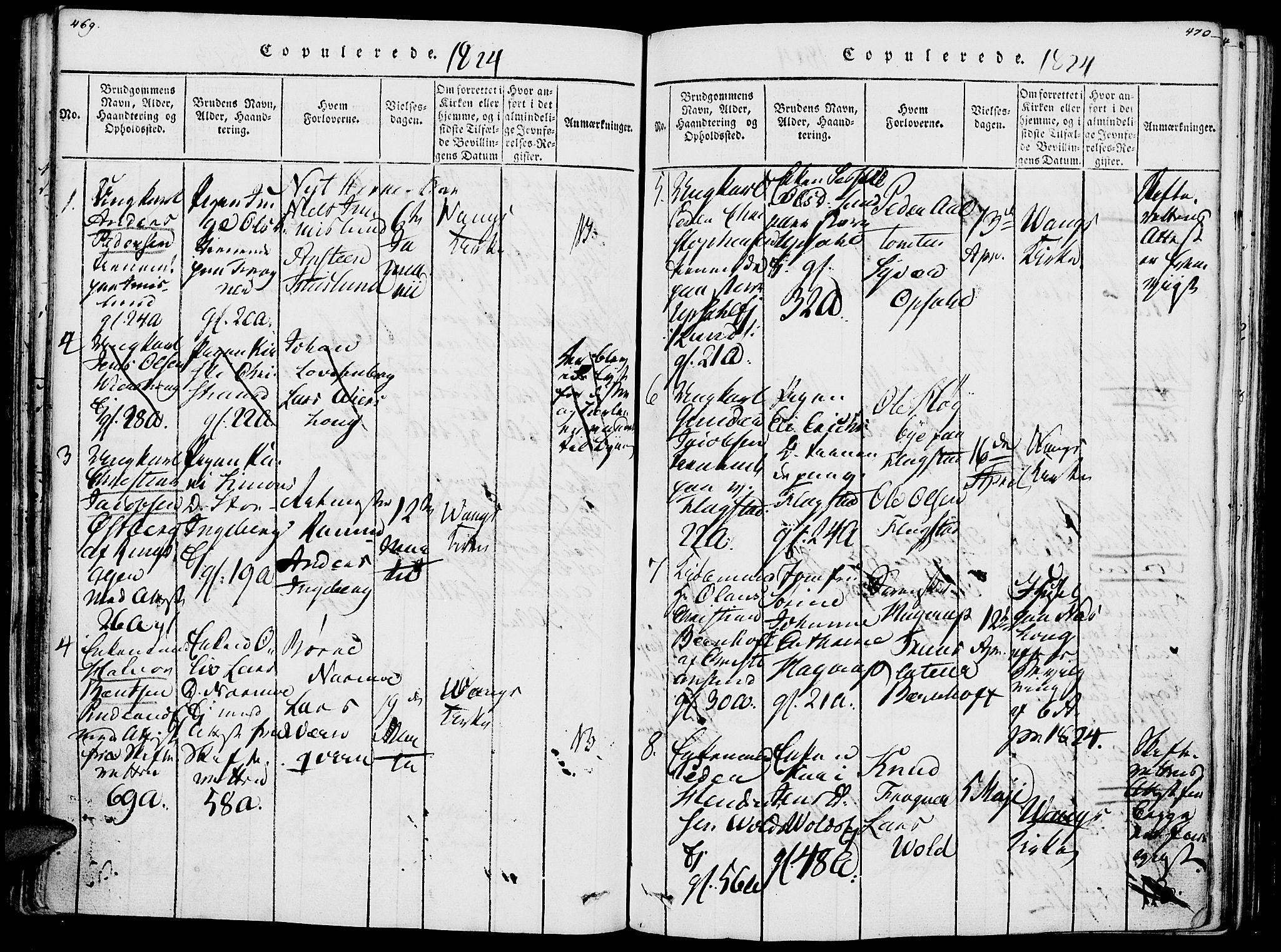 Vang prestekontor, Hedmark, SAH/PREST-008/H/Ha/Haa/L0007: Parish register (official) no. 7, 1813-1826, p. 469-470