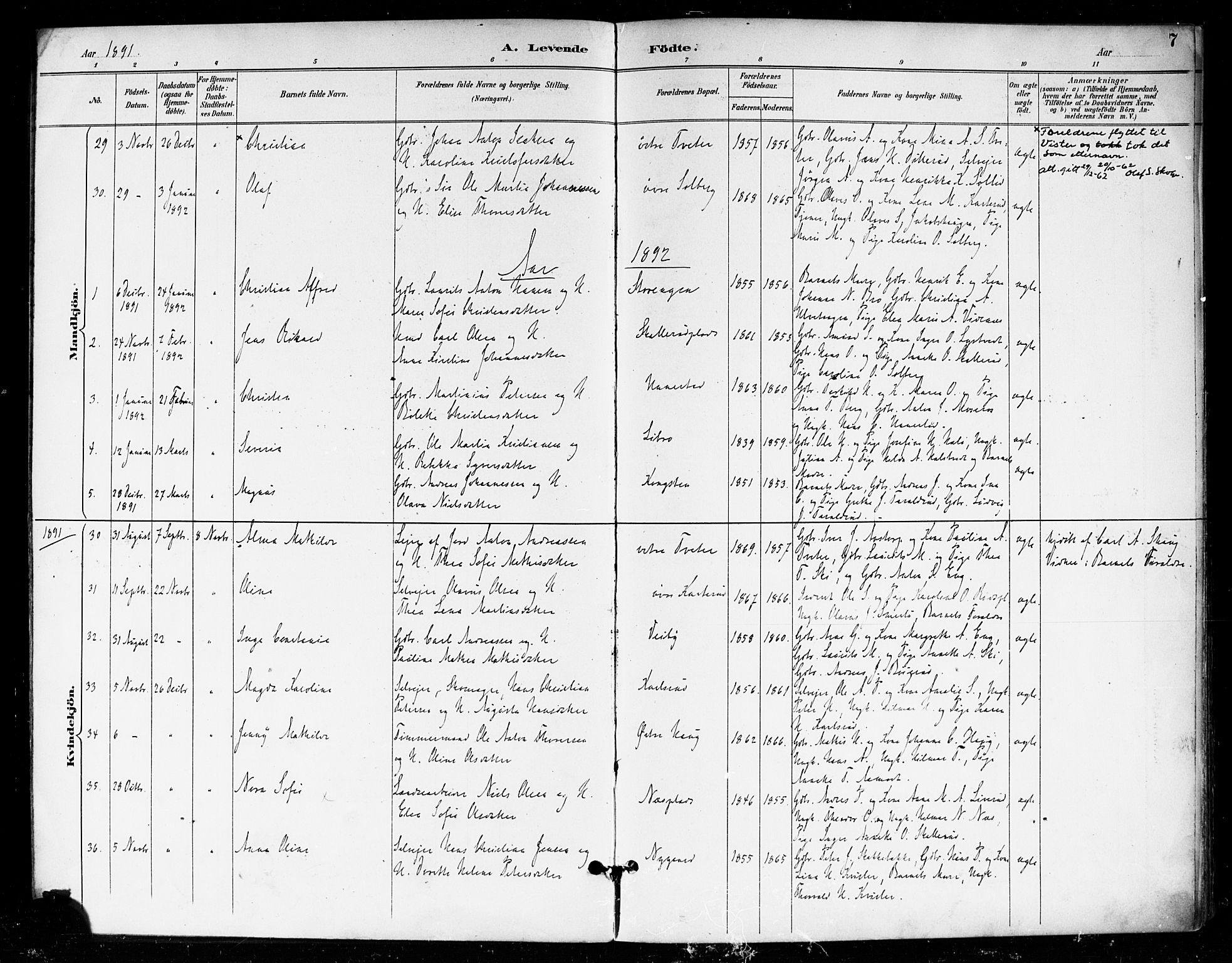 Skiptvet prestekontor Kirkebøker, SAO/A-20009/F/Fa/L0010: Parish register (official) no. 10, 1890-1900, p. 7