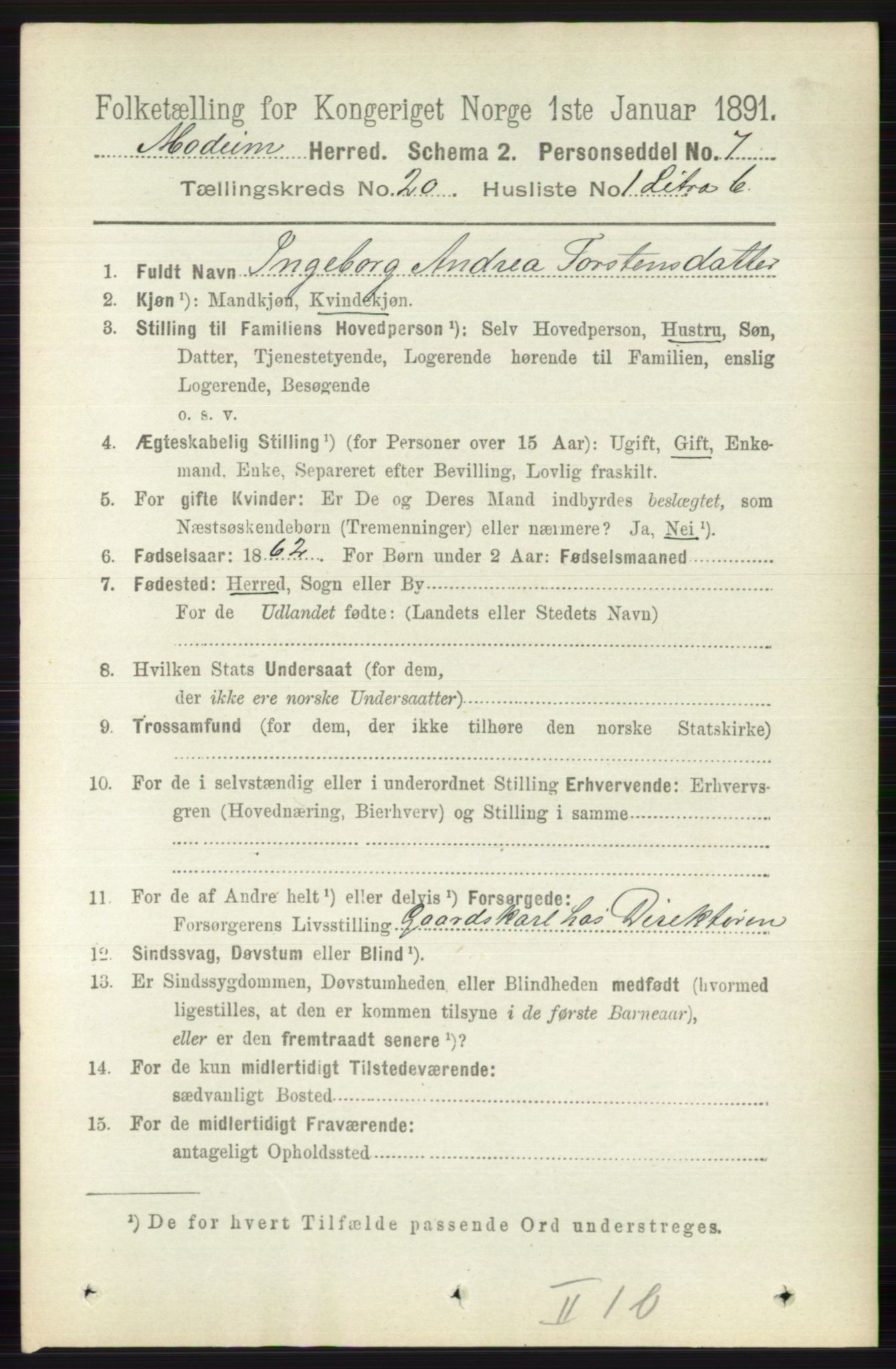 RA, 1891 census for 0623 Modum, 1891, p. 7811