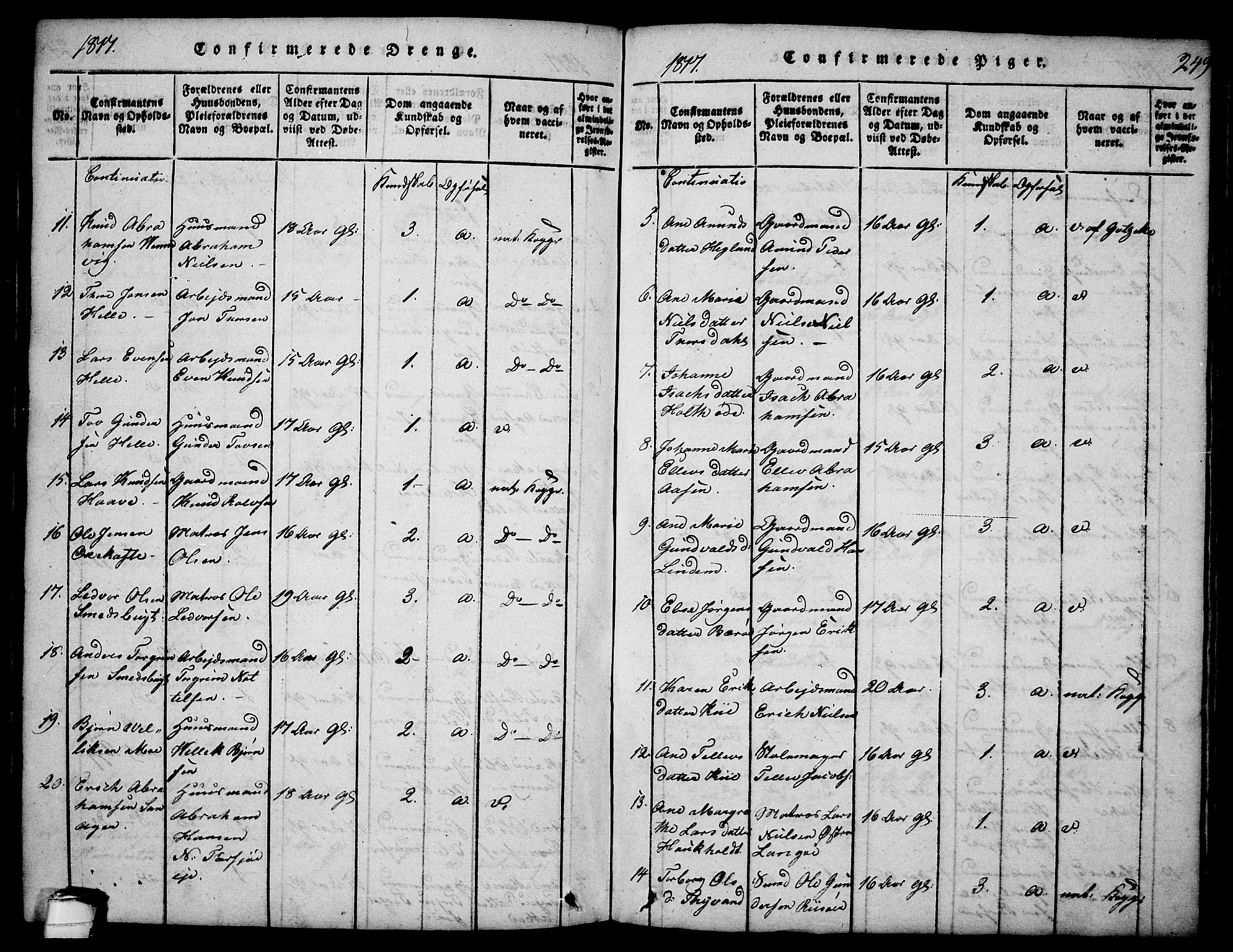 Sannidal kirkebøker, AV/SAKO-A-296/F/Fa/L0004: Parish register (official) no. 4, 1814-1829, p. 249