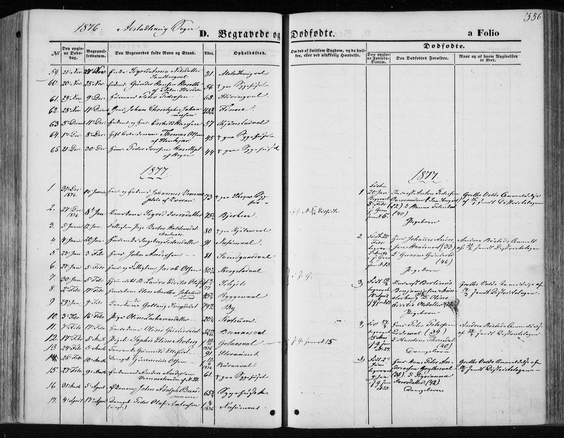 Ministerialprotokoller, klokkerbøker og fødselsregistre - Nord-Trøndelag, AV/SAT-A-1458/717/L0157: Parish register (official) no. 717A08 /1, 1863-1877, p. 356