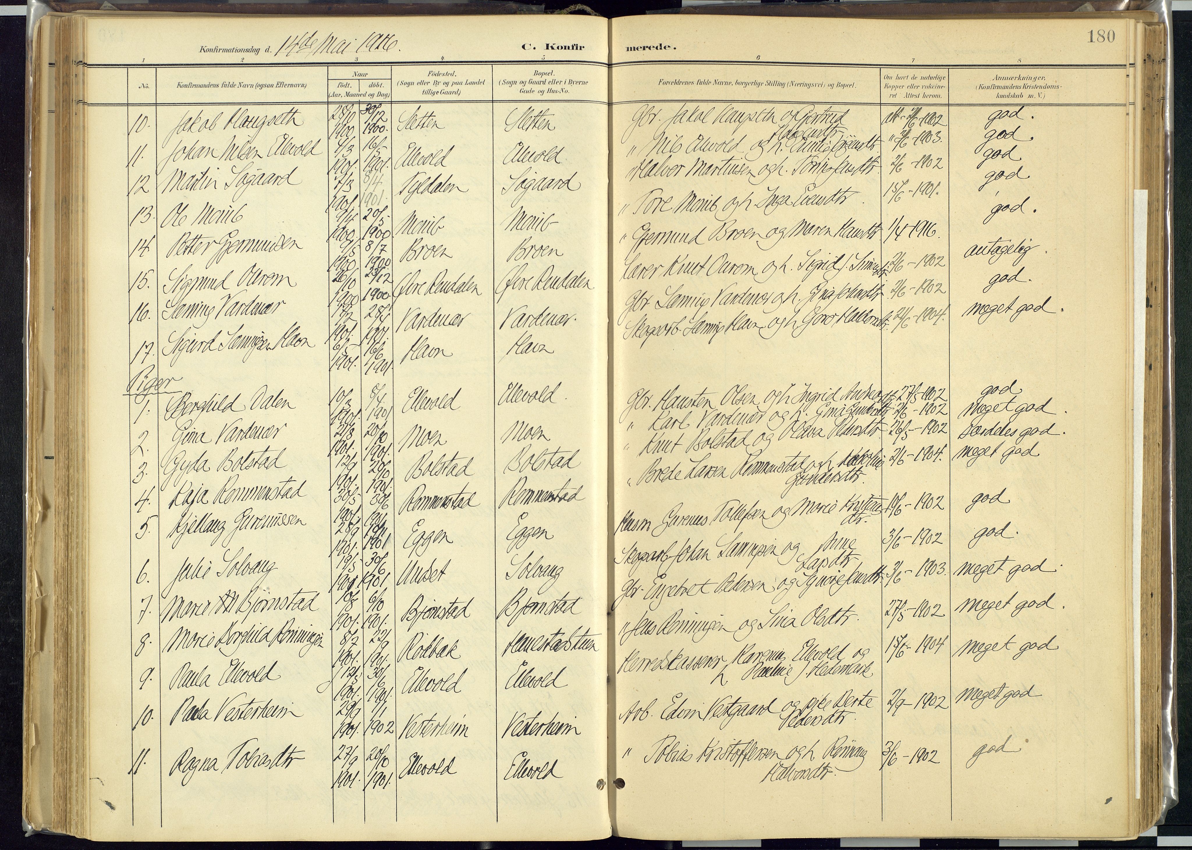 Rendalen prestekontor, AV/SAH-PREST-054/H/Ha/Haa/L0012: Parish register (official) no. 12, 1901-1928, p. 180