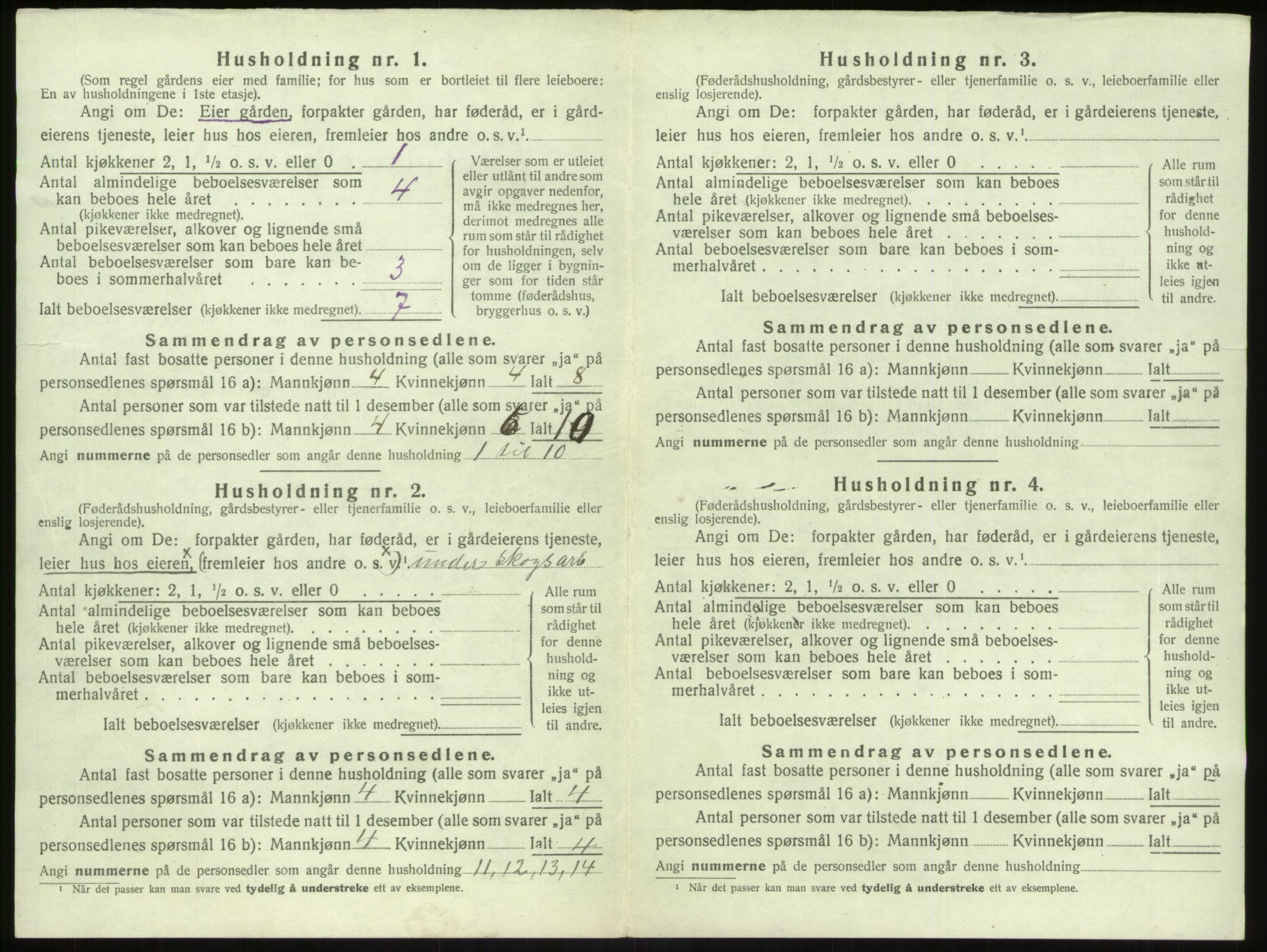 SAB, 1920 census for Vik, 1920, p. 1085