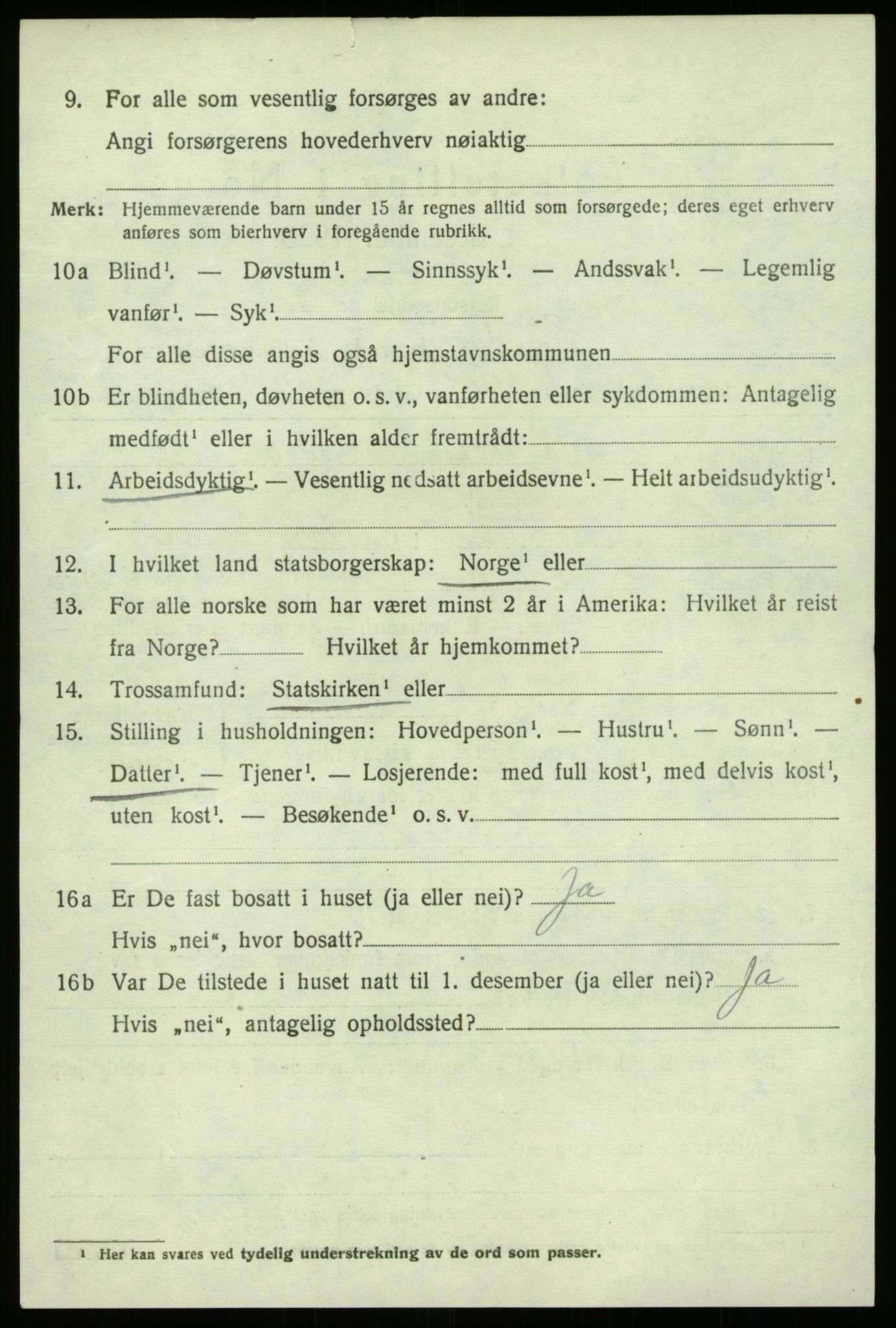 SAB, 1920 census for Lærdal, 1920, p. 1237