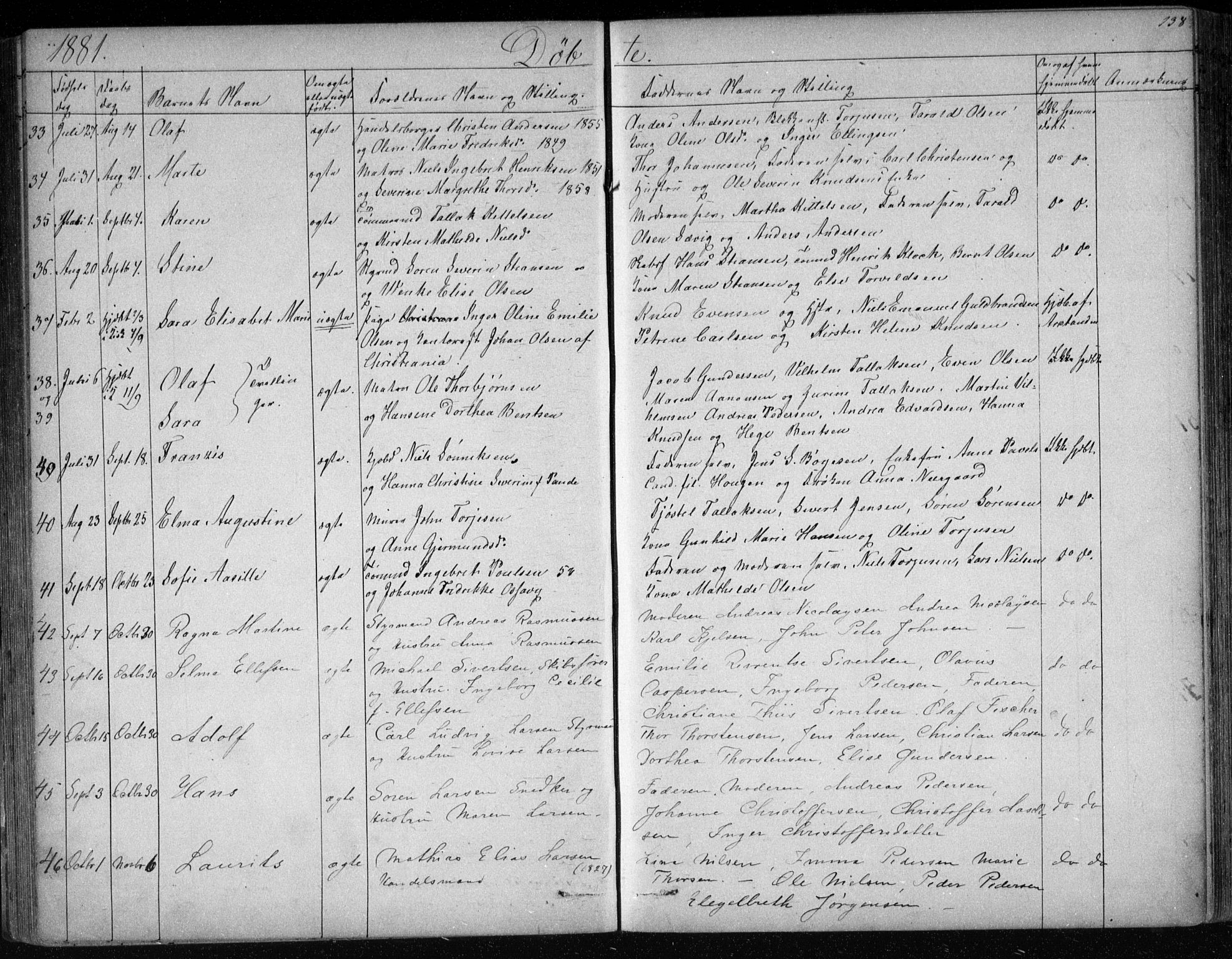 Risør sokneprestkontor, AV/SAK-1111-0035/F/Fb/L0006: Parish register (copy) no. B 6, 1850-1884, p. 138