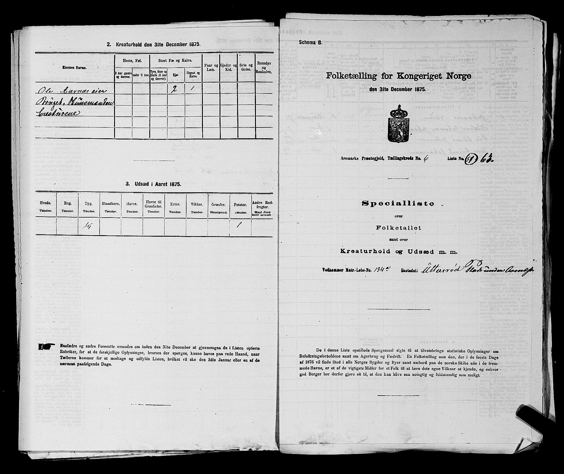 RA, 1875 census for 0118P Aremark, 1875, p. 940