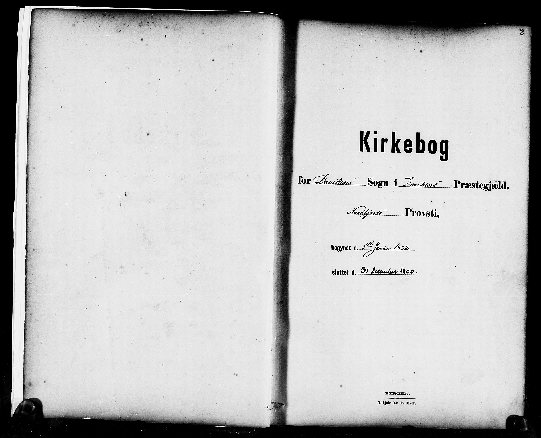 Davik sokneprestembete, AV/SAB-A-79701/H/Haa/Haab/L0001: Parish register (official) no. B 1, 1882-1900, p. 2