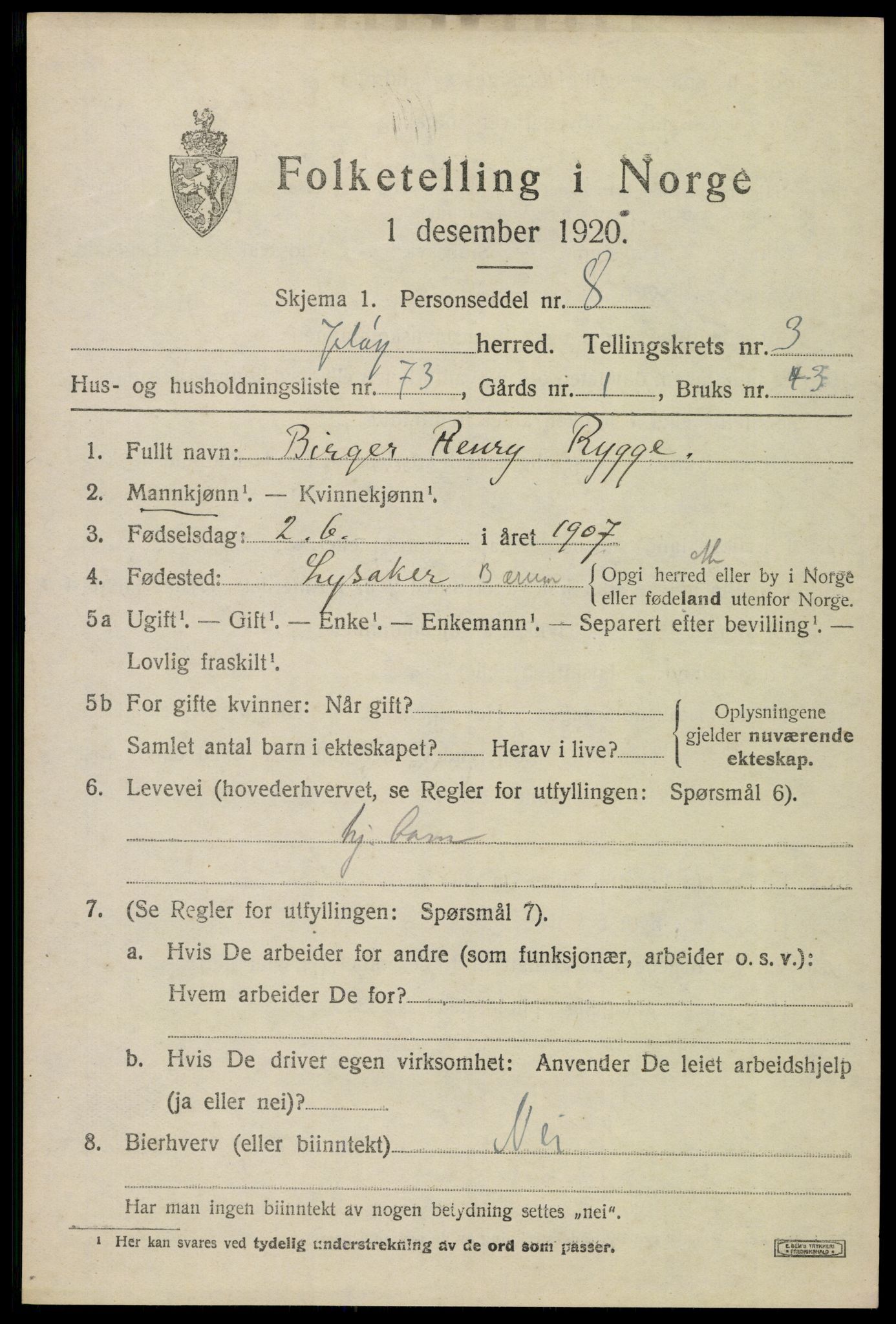 SAO, 1920 census for Moss land district, 1920, p. 4375