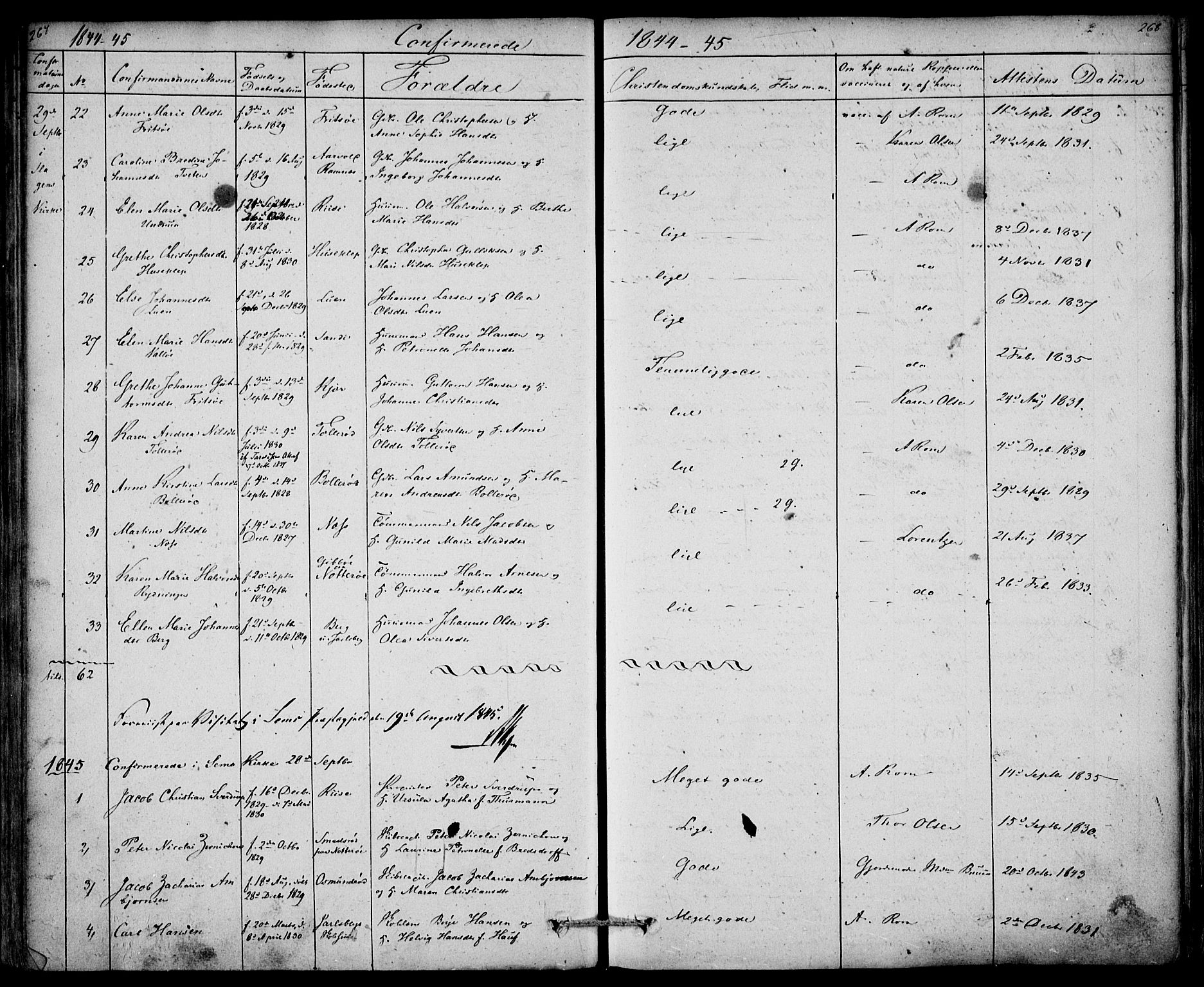 Sem kirkebøker, SAKO/A-5/F/Fa/L0006: Parish register (official) no. I 6, 1843-1855, p. 267-268