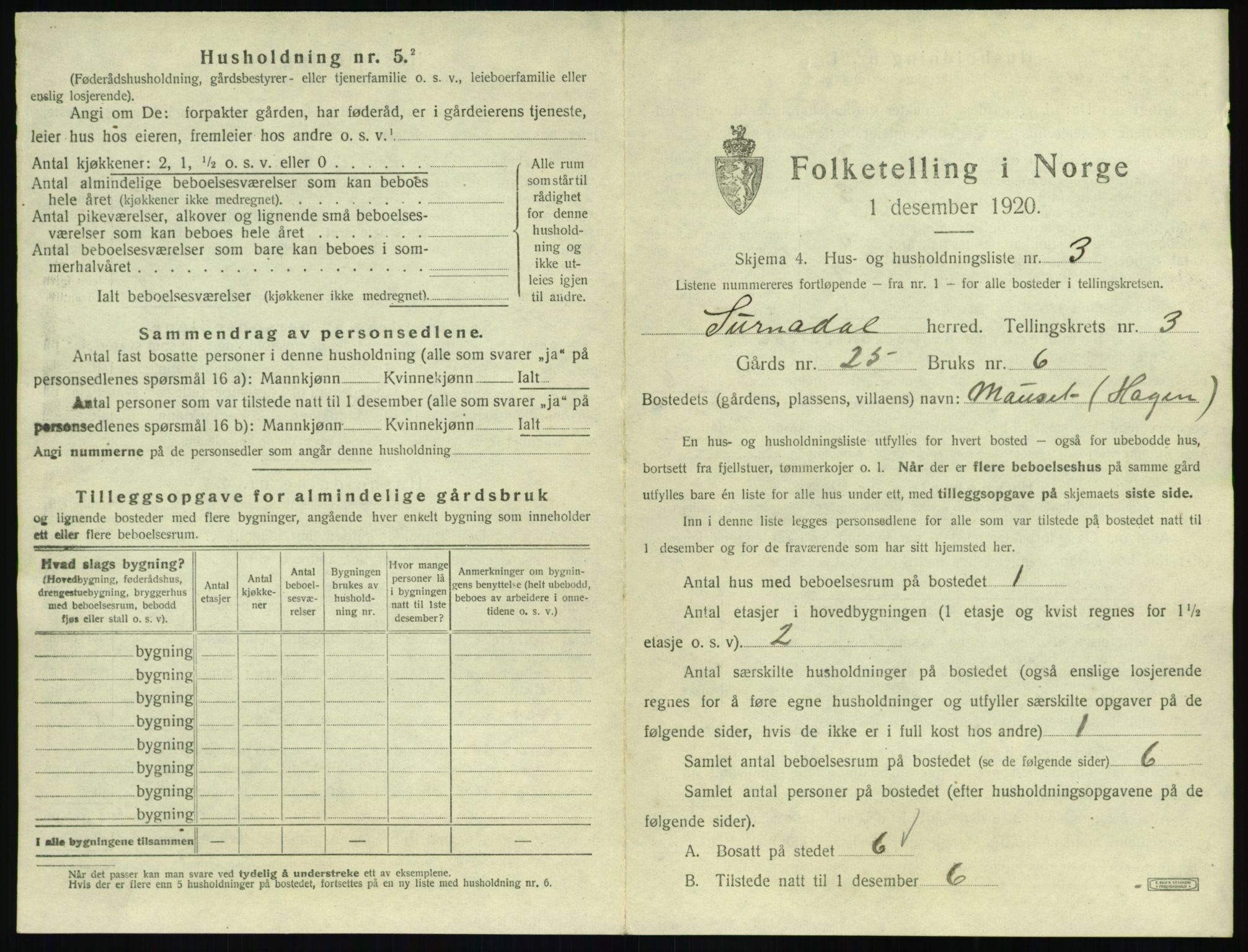 SAT, 1920 census for Surnadal, 1920, p. 301