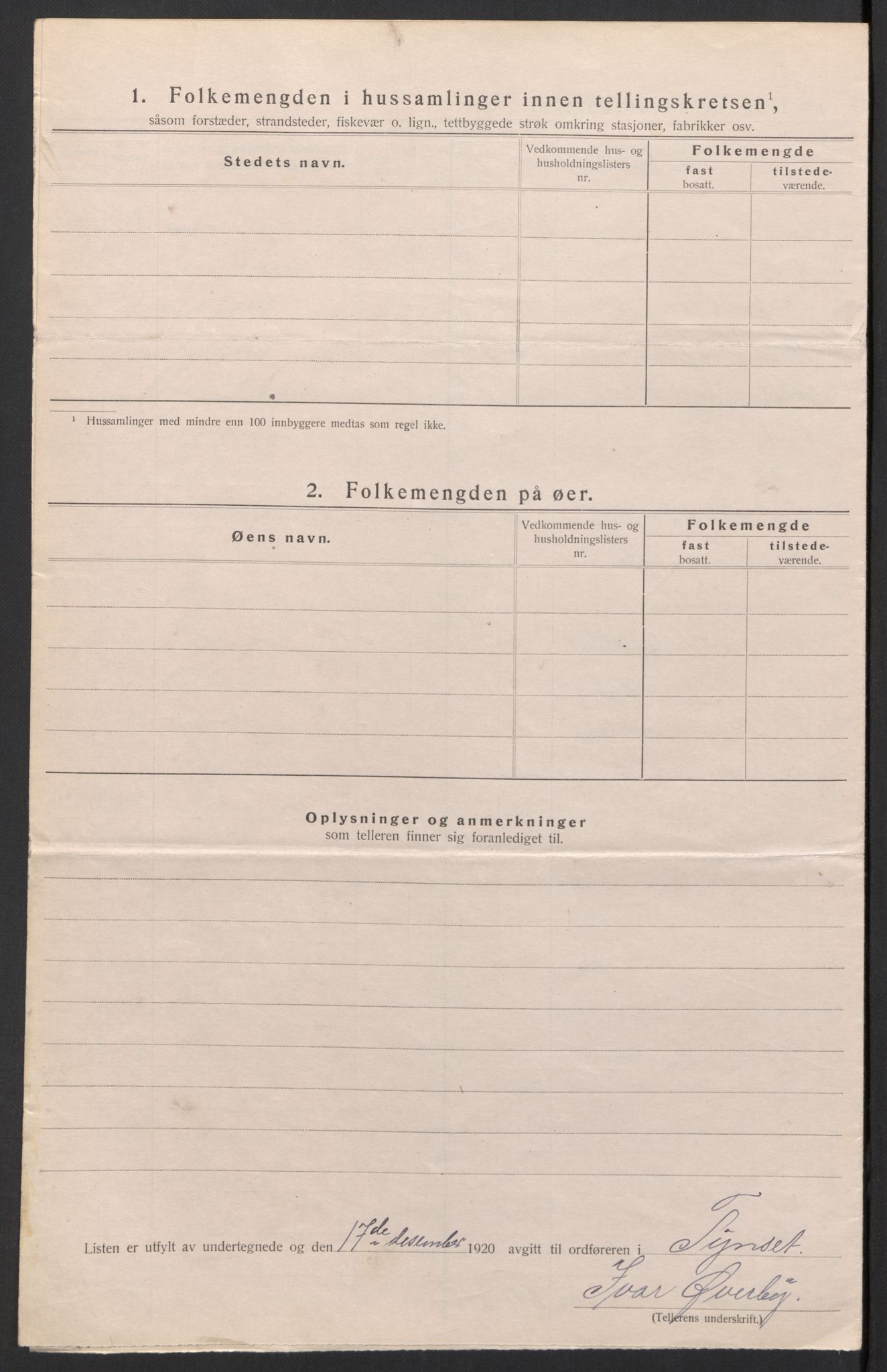 SAH, 1920 census for Tynset, 1920, p. 19