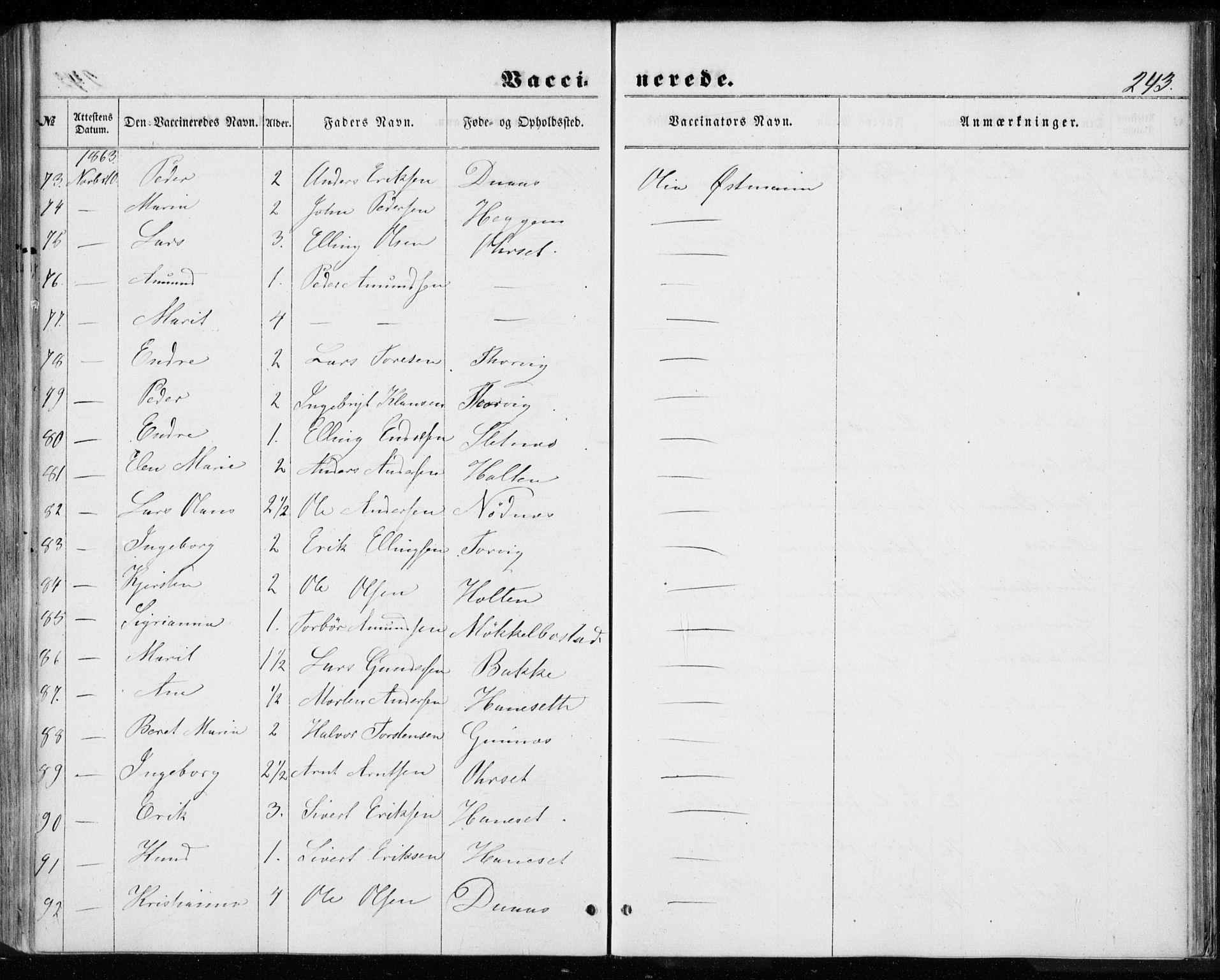 Ministerialprotokoller, klokkerbøker og fødselsregistre - Møre og Romsdal, AV/SAT-A-1454/584/L0965: Parish register (official) no. 584A05, 1857-1868, p. 243