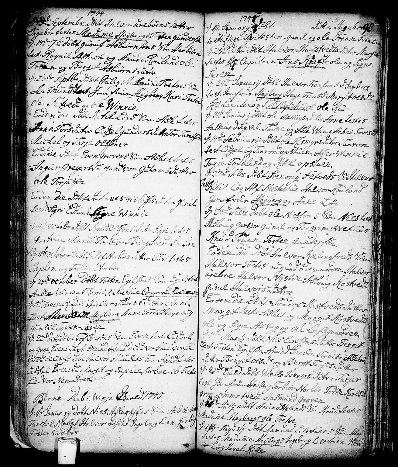 Vinje kirkebøker, SAKO/A-312/F/Fa/L0001: Parish register (official) no. I 1, 1717-1766, p. 98