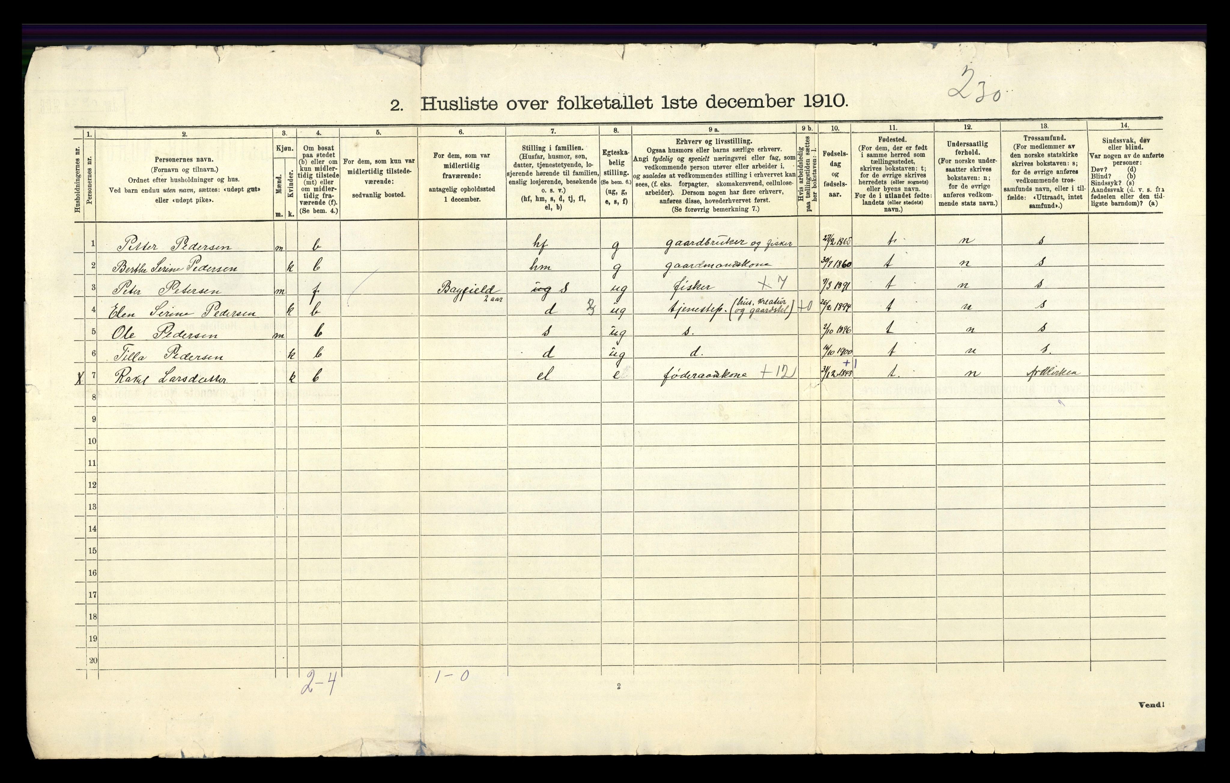 RA, 1910 census for Eigersund, 1910, p. 39