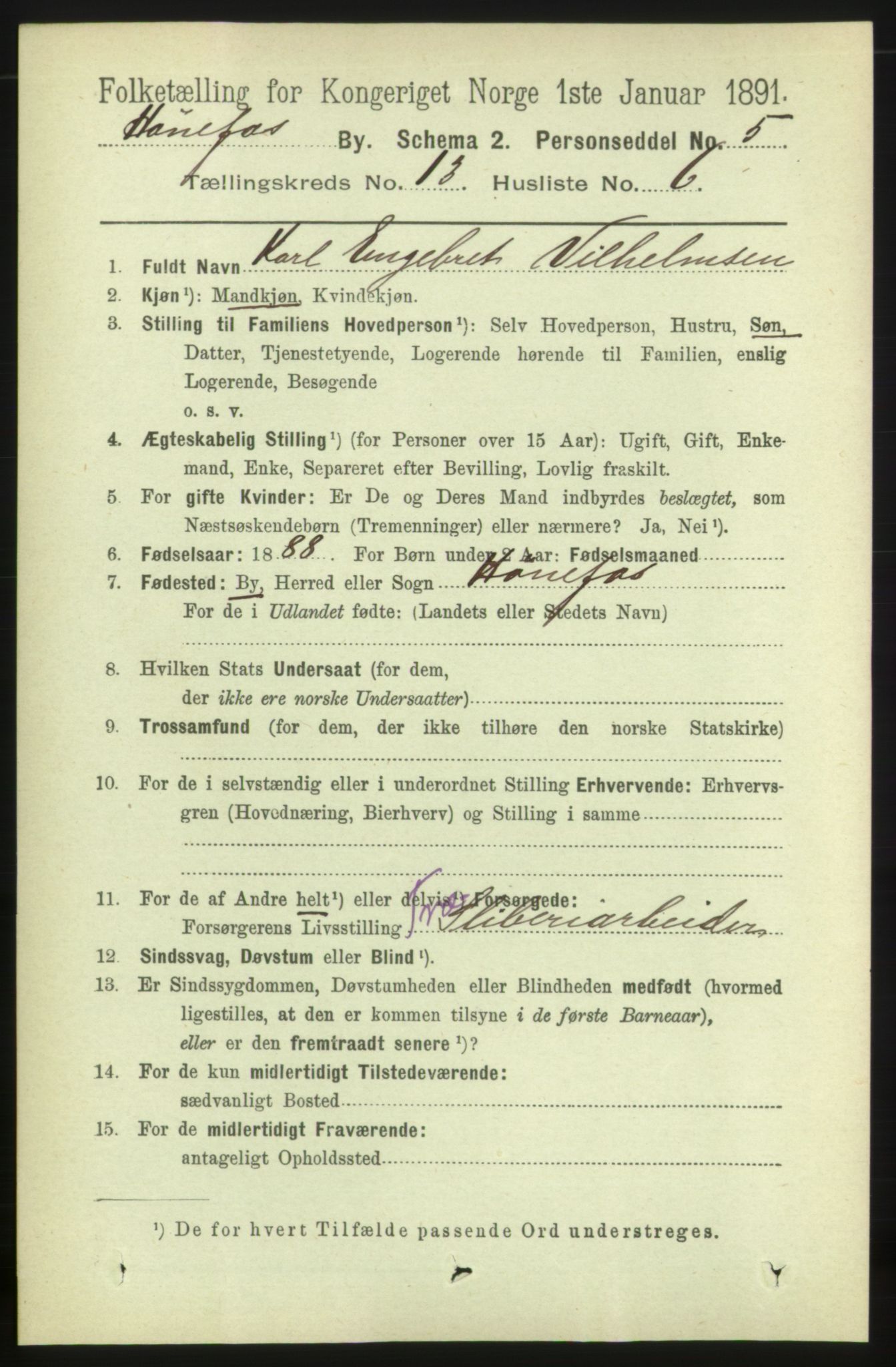 RA, 1891 census for 0601 Hønefoss, 1891, p. 1642