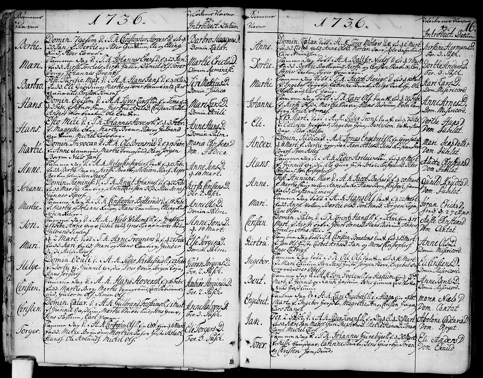 Asker prestekontor Kirkebøker, AV/SAO-A-10256a/F/Fa/L0002: Parish register (official) no. I 2, 1733-1766, p. 16