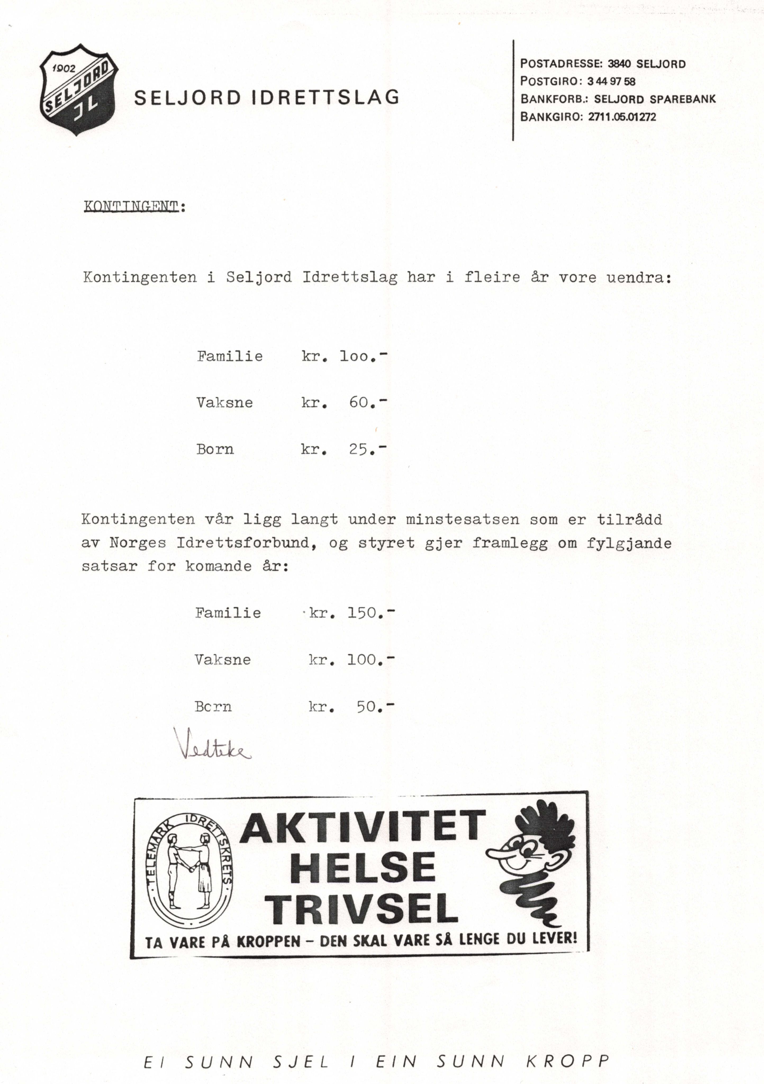 Seljord Idrettslag, VTM/A-1034/A/Ab/L0001: Årsmeldingar, 1986