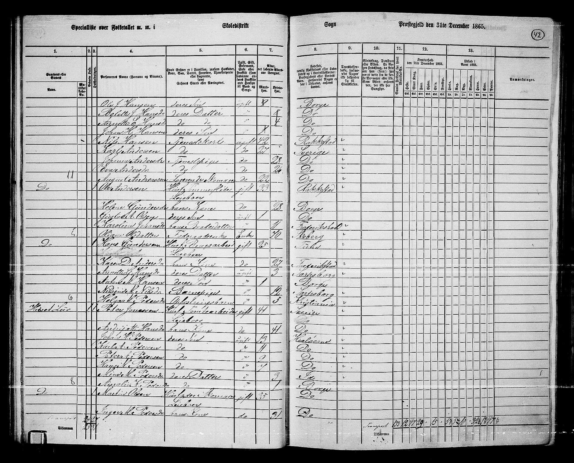 RA, 1865 census for Borge, 1865, p. 40