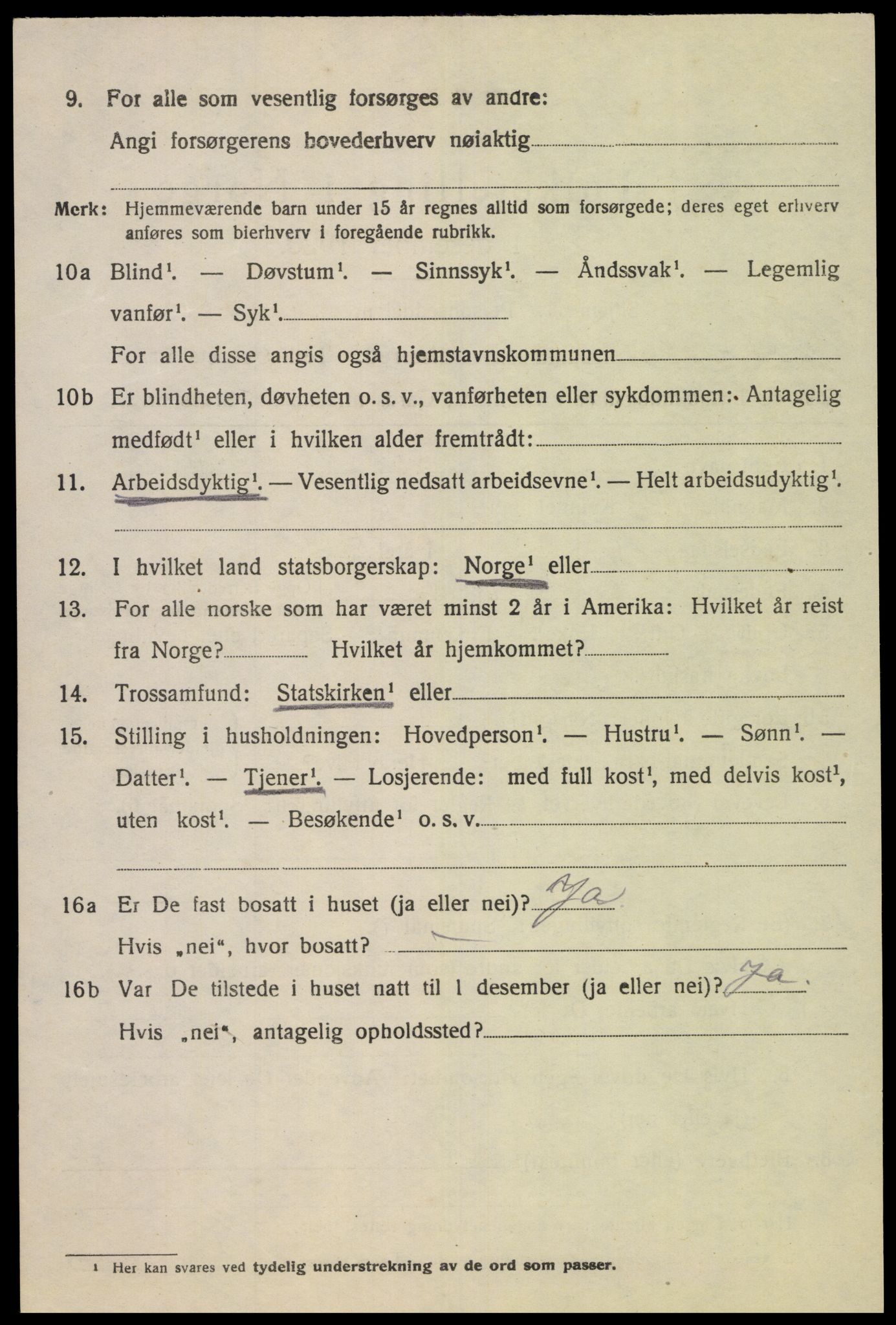 SAK, 1920 census for Øvre Sirdal, 1920, p. 1494
