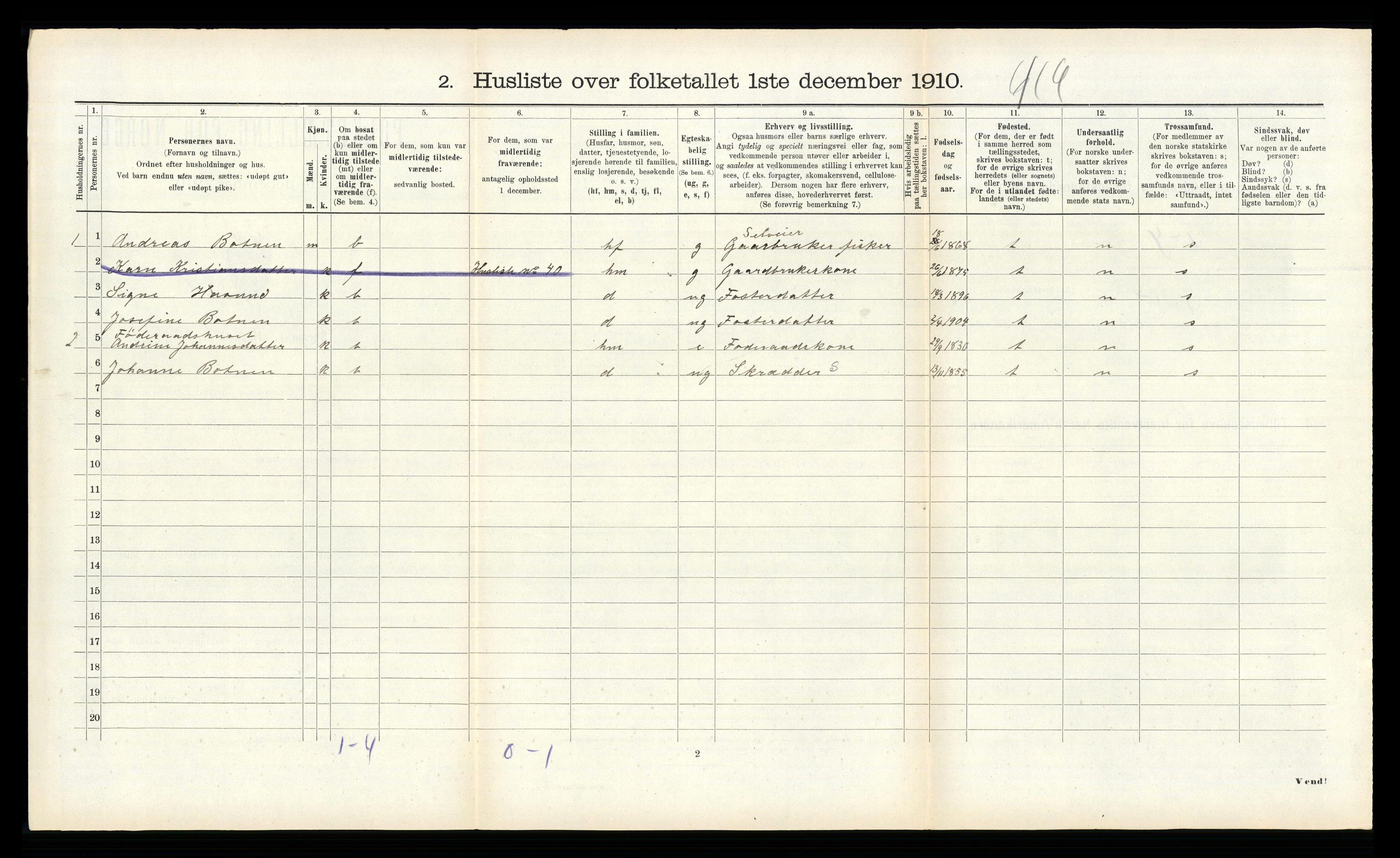 RA, 1910 census for Ulstein, 1910, p. 433