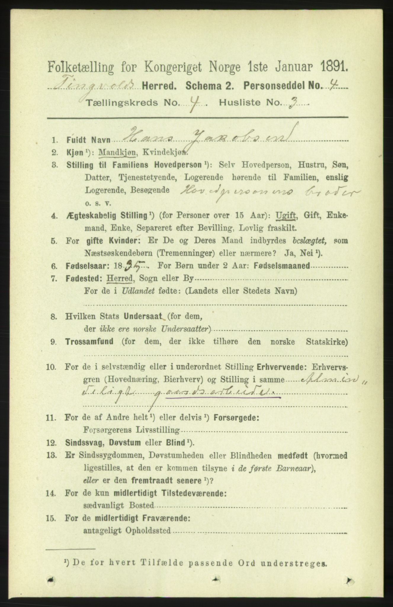 RA, 1891 census for 1560 Tingvoll, 1891, p. 1607