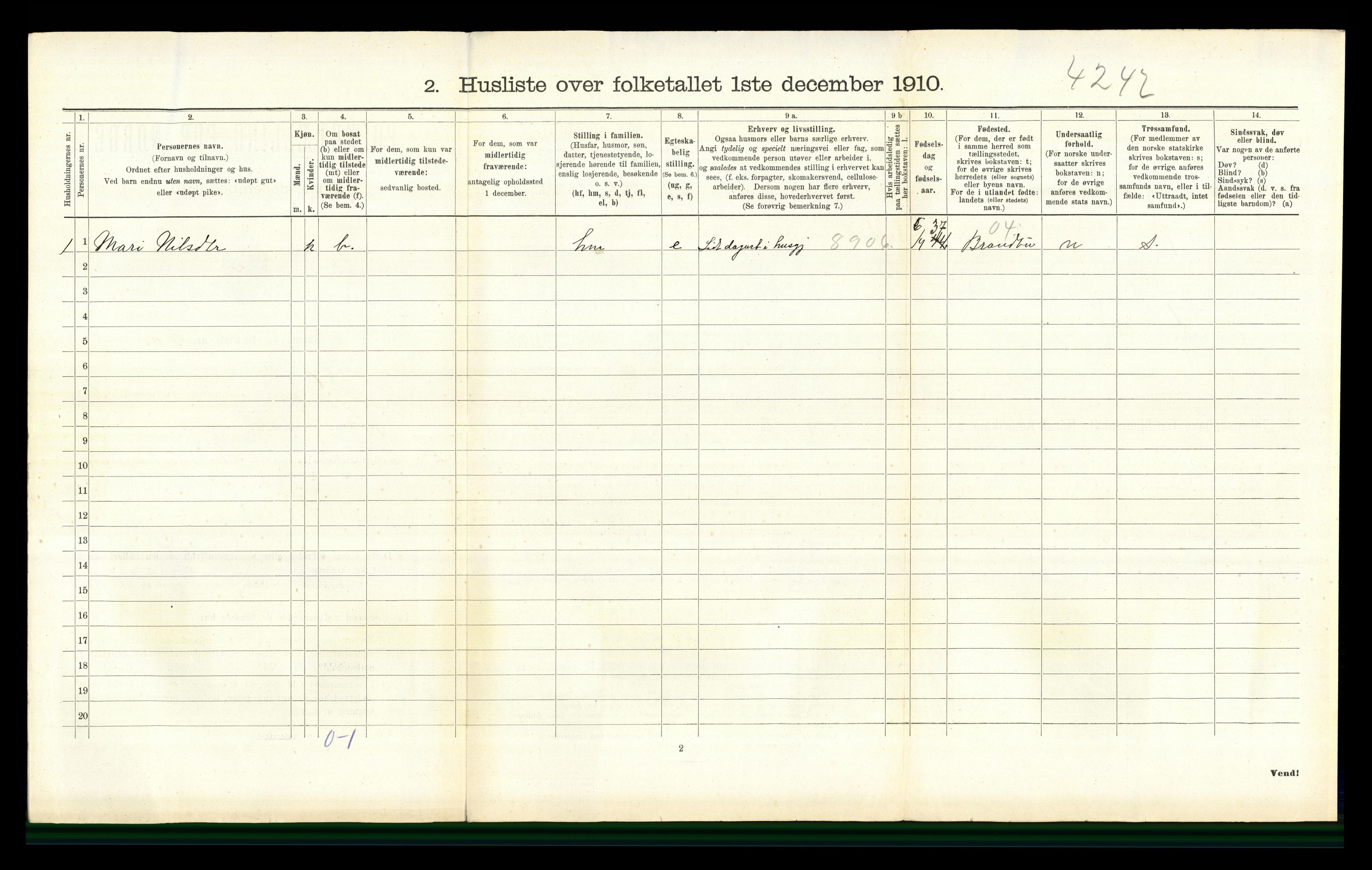 RA, 1910 census for Gran, 1910, p. 1266