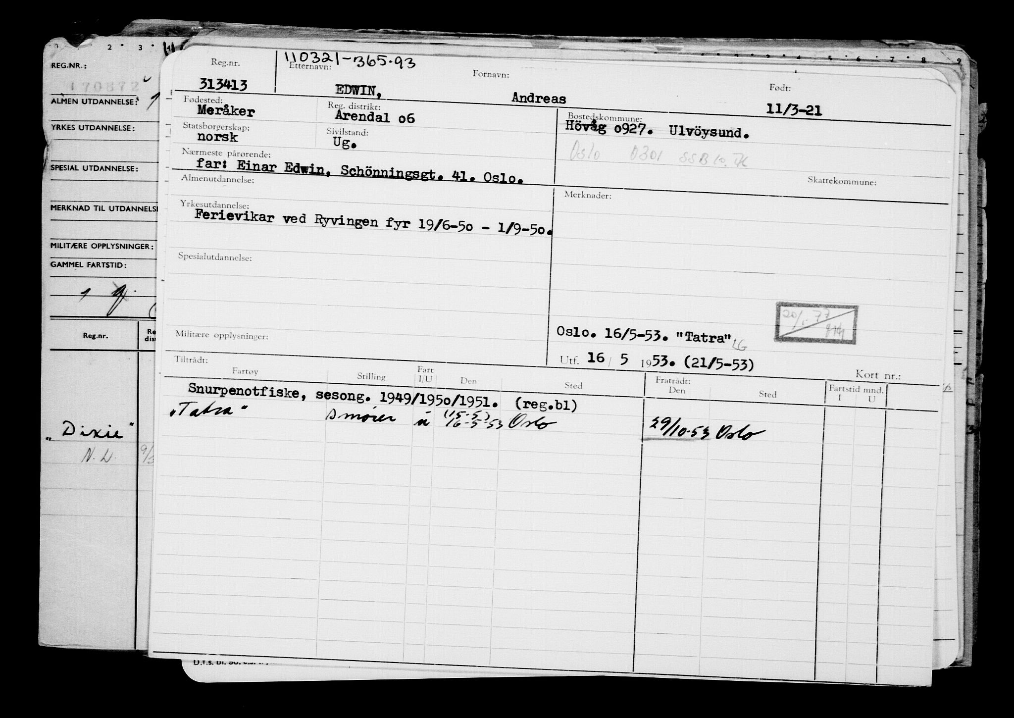 Direktoratet for sjømenn, AV/RA-S-3545/G/Gb/L0191: Hovedkort, 1921, p. 281