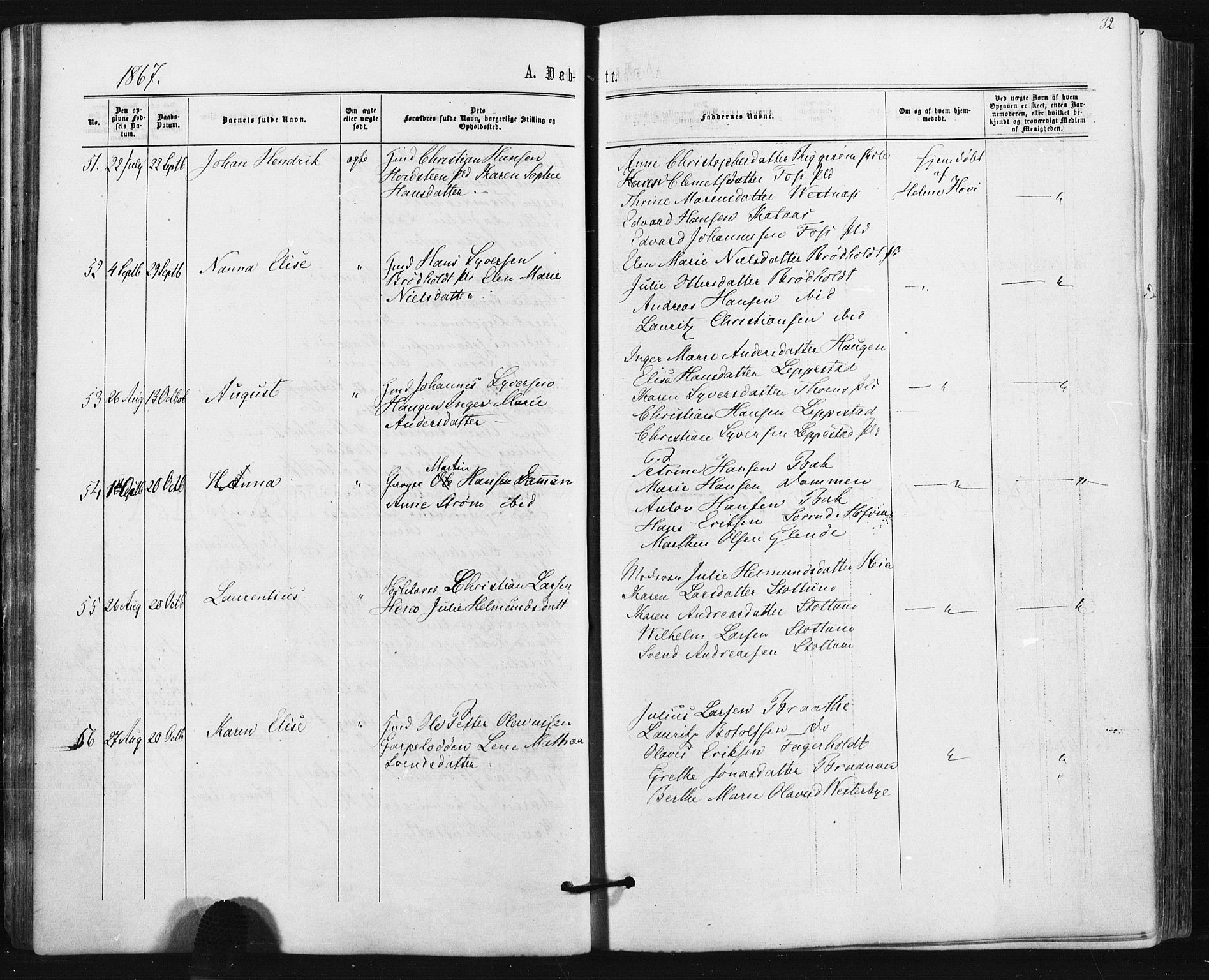 Hobøl prestekontor Kirkebøker, AV/SAO-A-2002/F/Fa/L0004: Parish register (official) no. I 4, 1865-1877, p. 32