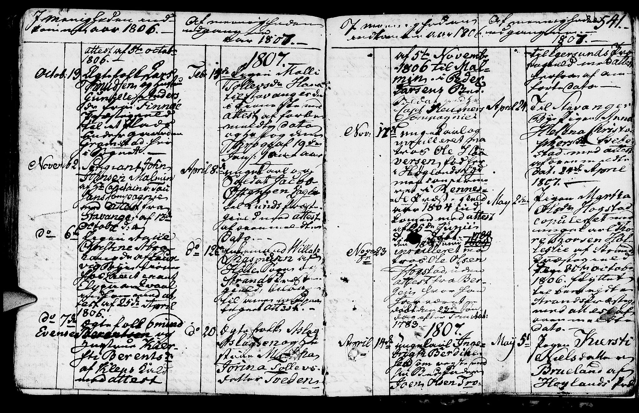 Høyland sokneprestkontor, SAST/A-101799/001/30BA/L0005: Parish register (official) no. A 5, 1804-1815, p. 541