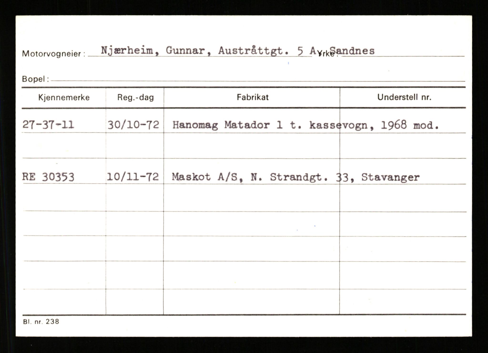 Stavanger trafikkstasjon, AV/SAST-A-101942/0/G/L0011: Registreringsnummer: 240000 - 363477, 1930-1971, p. 1031