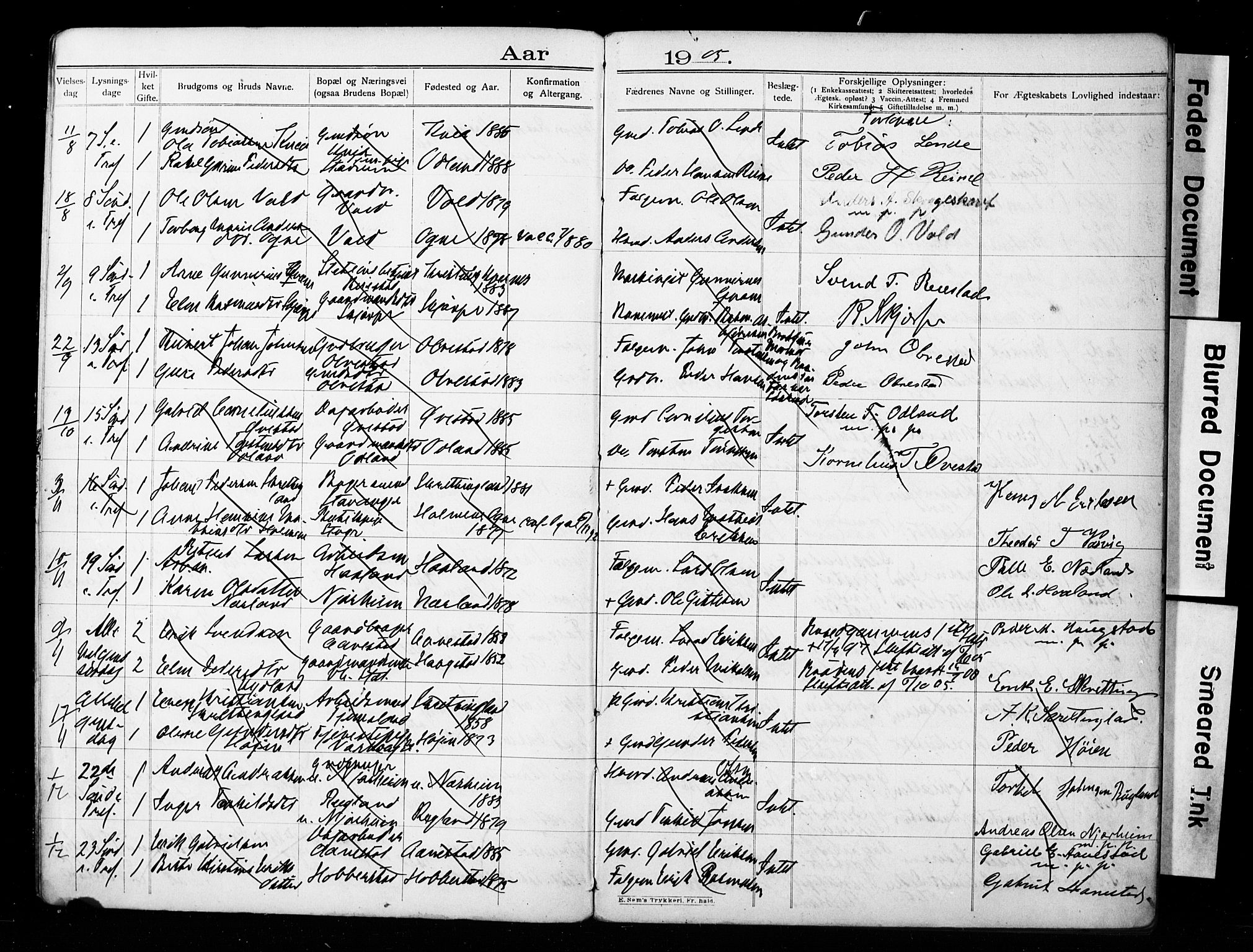 Aurskog prestekontor Kirkebøker, AV/SAO-A-10304a/H/Ha/L0001: Banns register no. 1, 1905-1918